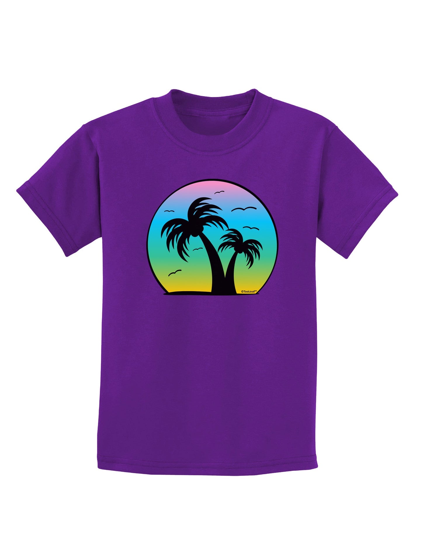 Palm Trees Silhouette - Beach Sunset Design Childrens Dark T-Shirt-Childrens T-Shirt-TooLoud-Purple-X-Small-Davson Sales