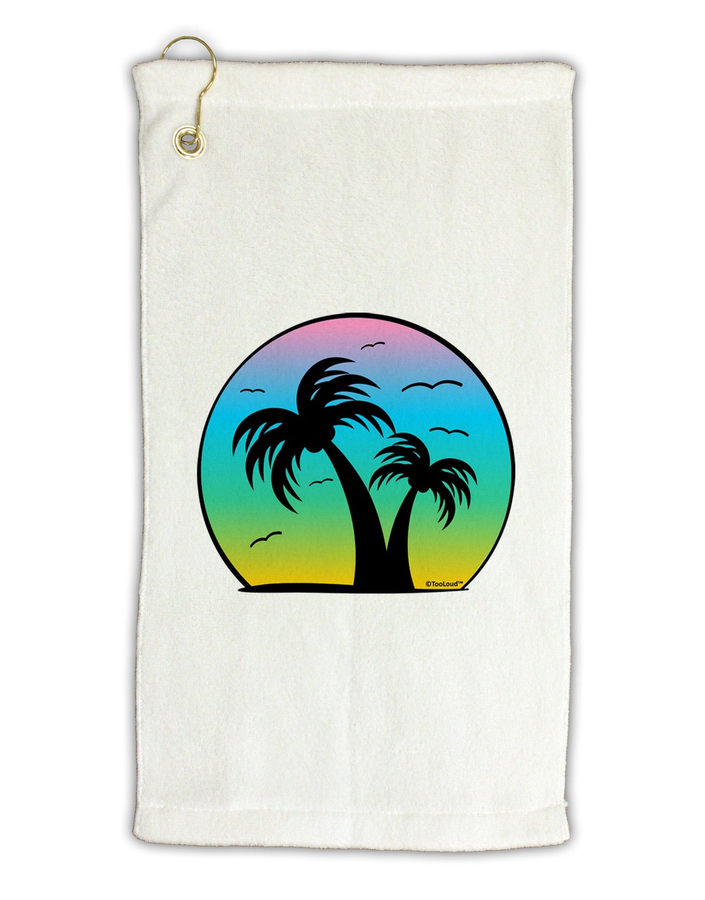Palm Trees Silhouette - Beach Sunset Design Micro Terry Gromet Golf Towel 16 x 25 inch-Golf Towel-TooLoud-White-Davson Sales