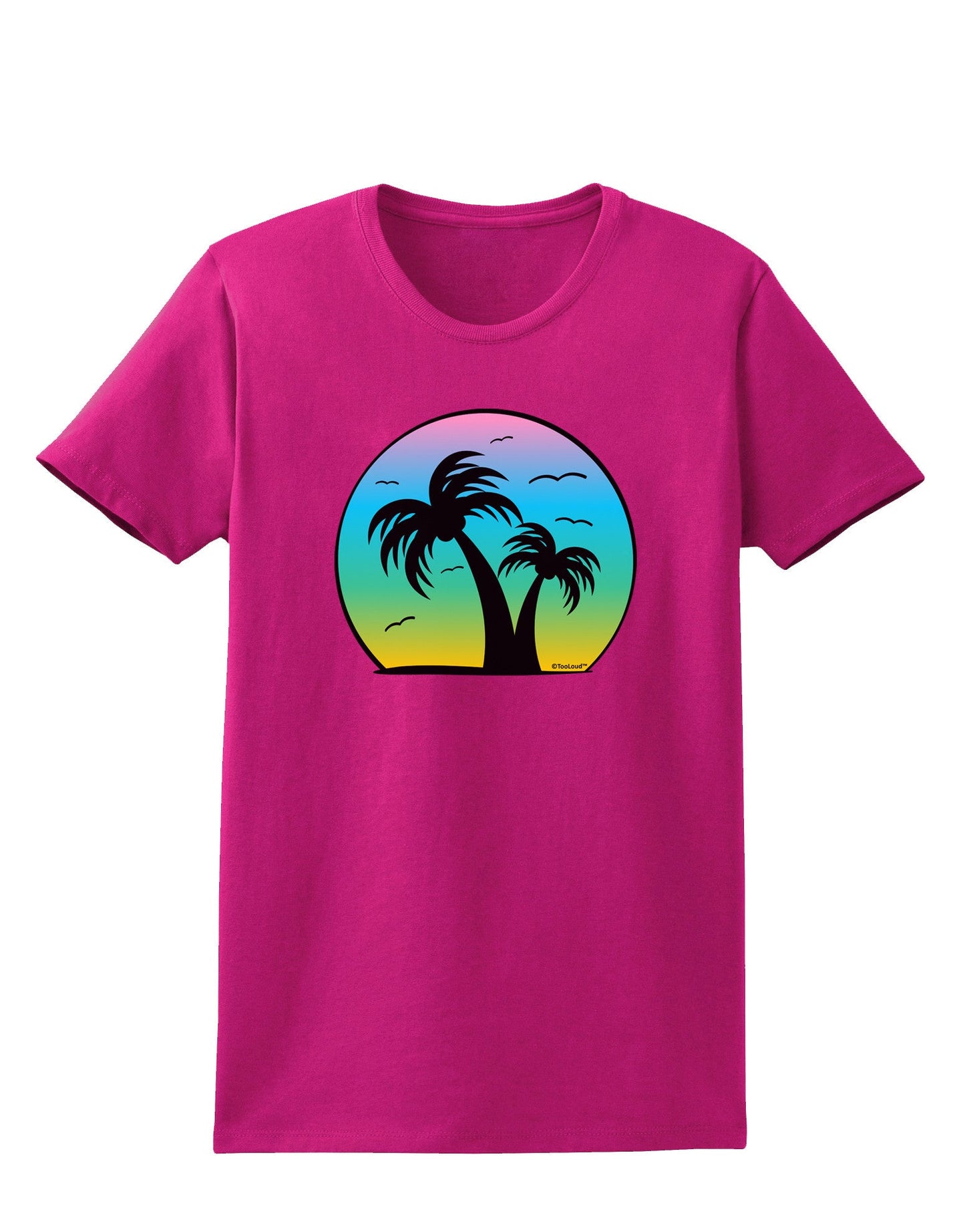 Palm Trees Silhouette - Beach Sunset Design Womens Dark T-Shirt-TooLoud-Hot-Pink-Small-Davson Sales