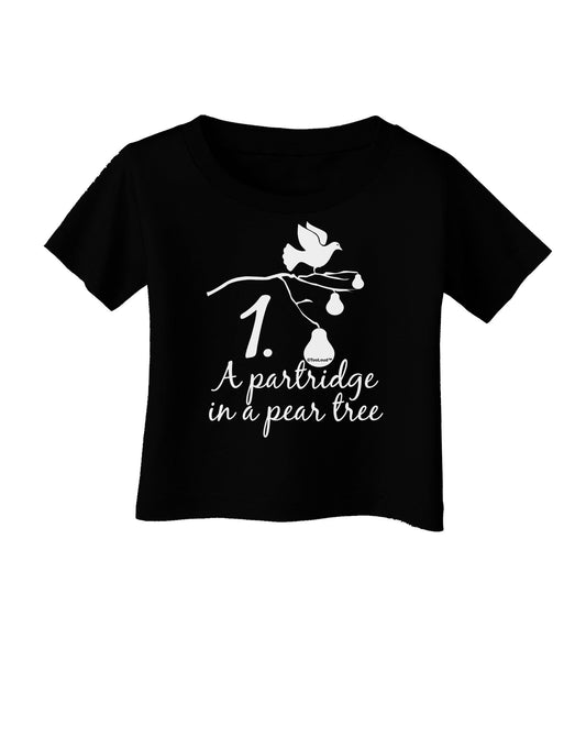 Partridge In A Pear Tree Text Infant T-Shirt Dark-Infant T-Shirt-TooLoud-Black-06-Months-Davson Sales