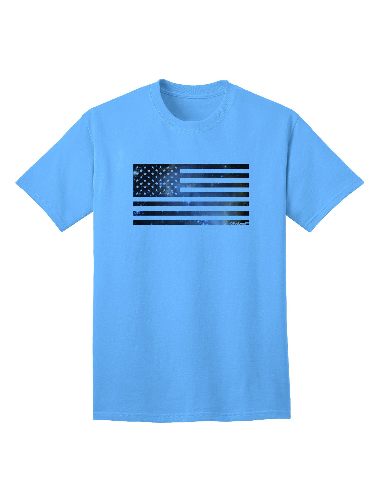 Patriotic American Flag Galaxy Adult T-Shirt - A Stellar Addition to Your Wardrobe by TooLoud-Mens T-shirts-TooLoud-Aquatic-Blue-Small-Davson Sales