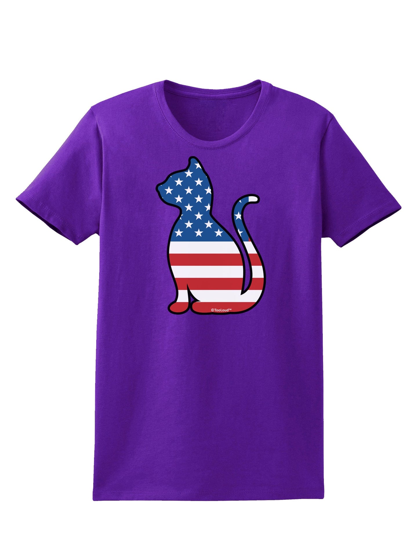 Patriotic Cat Design Womens Dark T-Shirt by TooLoud-Womens T-Shirt-TooLoud-Purple-X-Small-Davson Sales