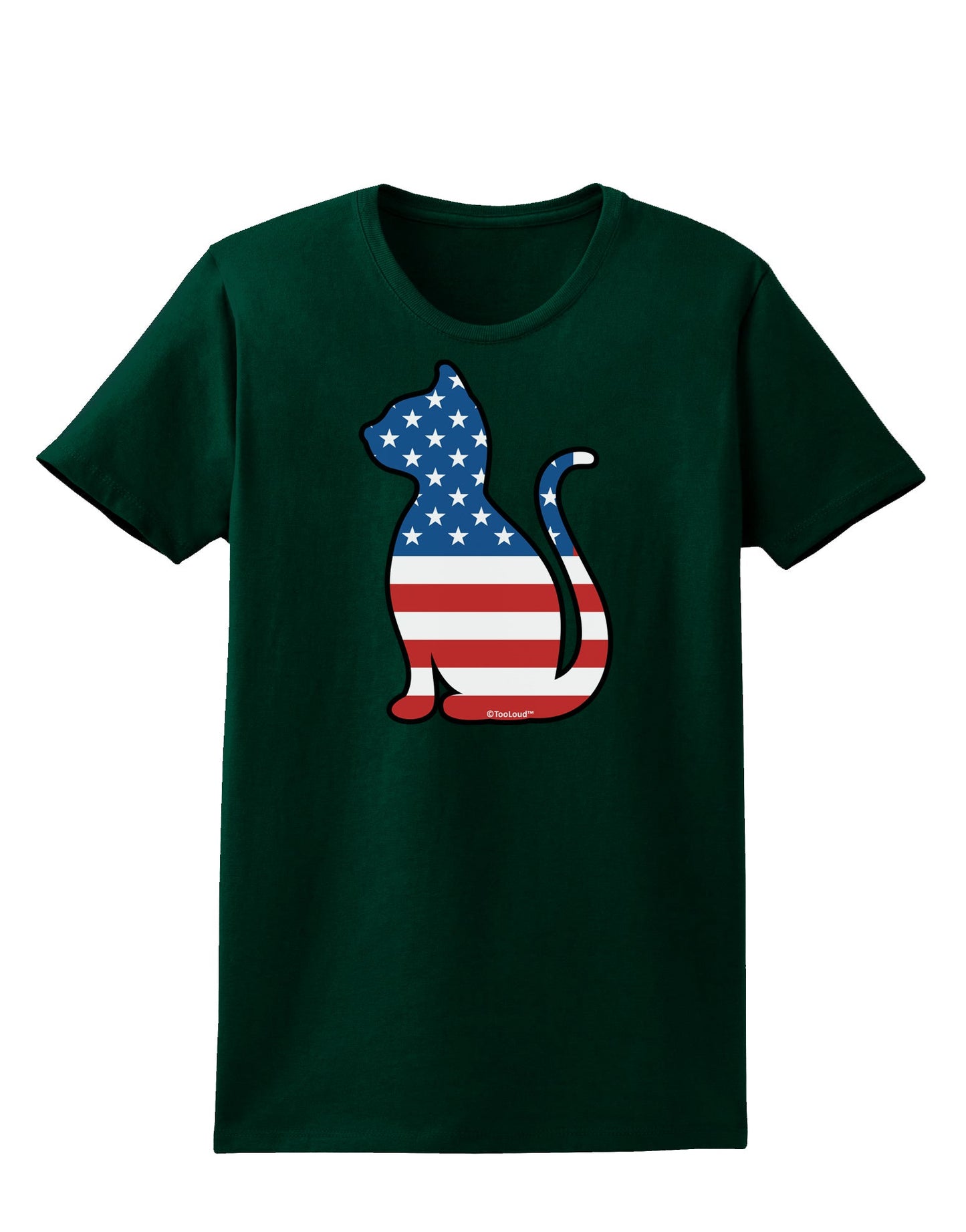 Patriotic Cat Design Womens Dark T-Shirt by TooLoud-Womens T-Shirt-TooLoud-Forest-Green-Small-Davson Sales