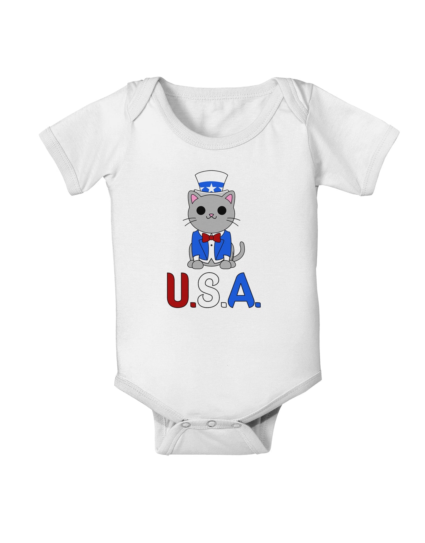 Patriotic Cat - USA Baby Romper Bodysuit by TooLoud-Baby Romper-TooLoud-White-06-Months-Davson Sales