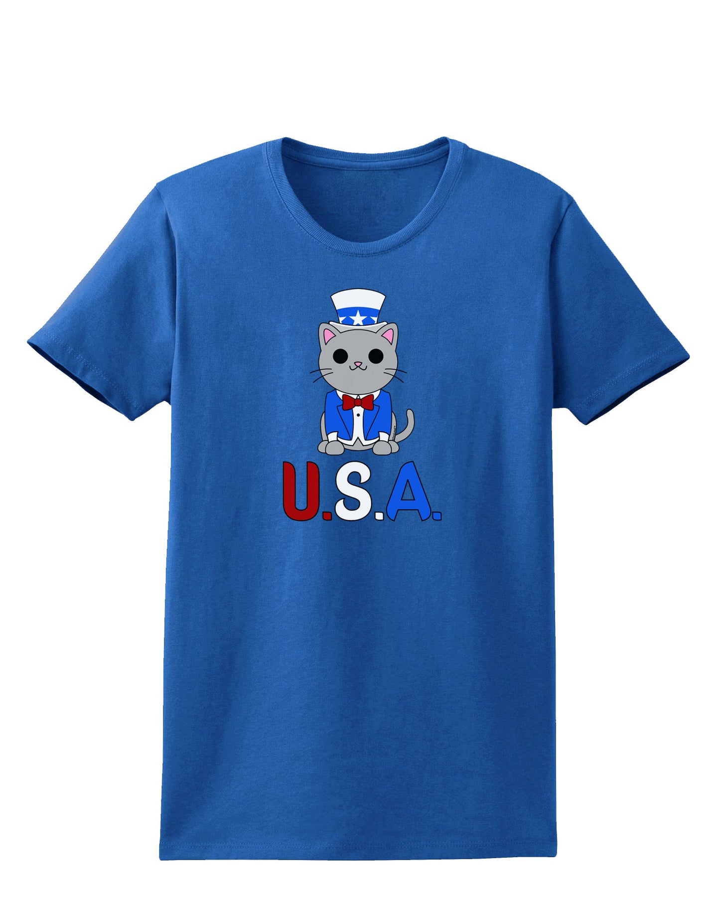Patriotic Cat - USA Womens Dark T-Shirt by TooLoud-Womens T-Shirt-TooLoud-Royal-Blue-X-Small-Davson Sales