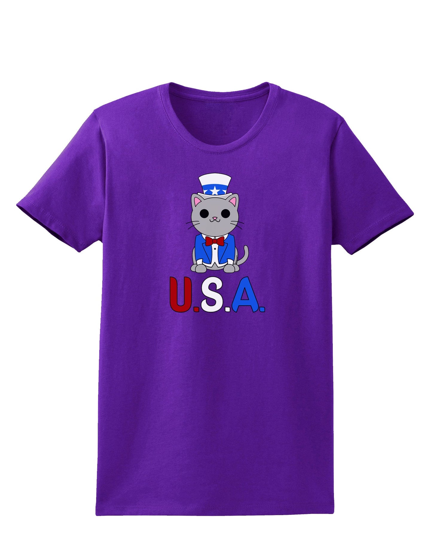 Patriotic Cat - USA Womens Dark T-Shirt by TooLoud-Womens T-Shirt-TooLoud-Purple-X-Small-Davson Sales