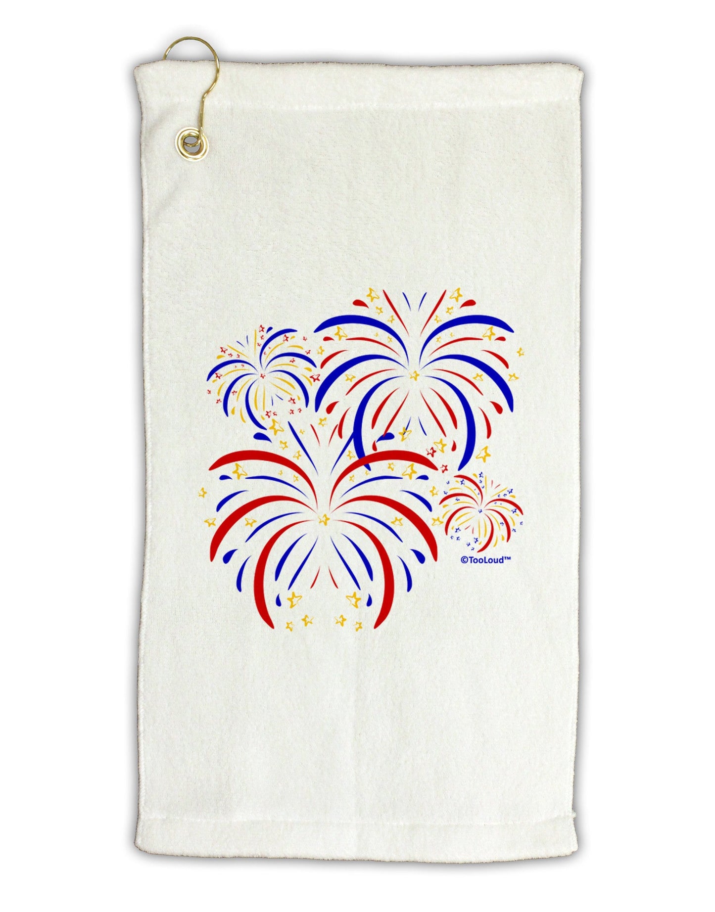 Patriotic Fireworks with Bursting Stars Micro Terry Gromet Golf Towel 16 x 25 inch by TooLoud-Golf Towel-TooLoud-White-Davson Sales