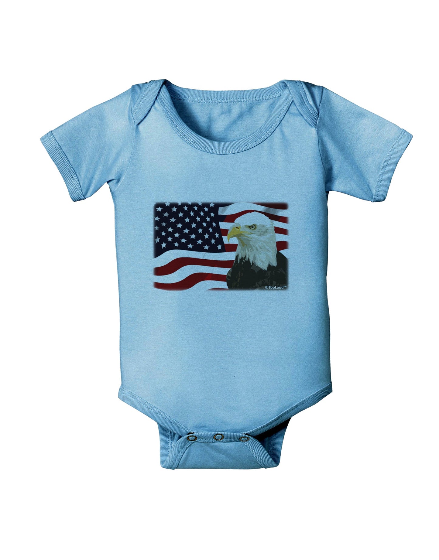 Patriotic USA Flag with Bald Eagle Baby Romper Bodysuit by TooLoud-Baby Romper-TooLoud-Light-Blue-06-Months-Davson Sales