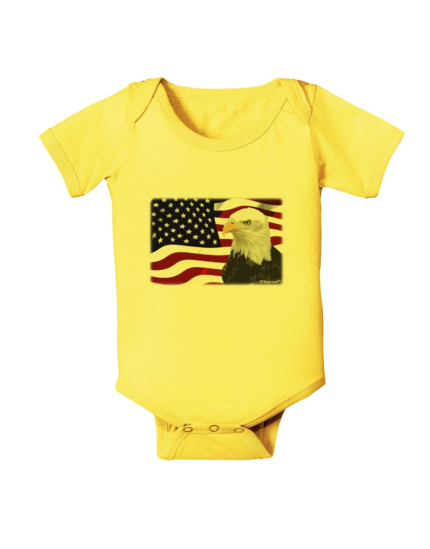 Patriotic USA Flag with Bald Eagle Baby Romper Bodysuit by TooLoud-Baby Romper-TooLoud-Yellow-06-Months-Davson Sales