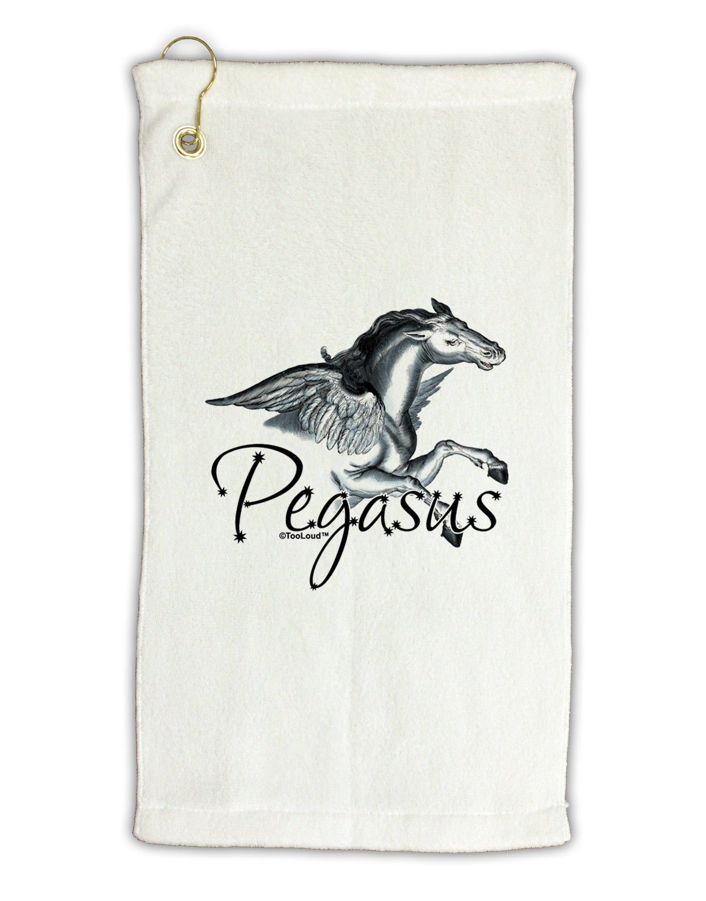 Pegasus Color Illustration Micro Terry Gromet Golf Towel 11"x19-Golf Towel-TooLoud-White-Davson Sales