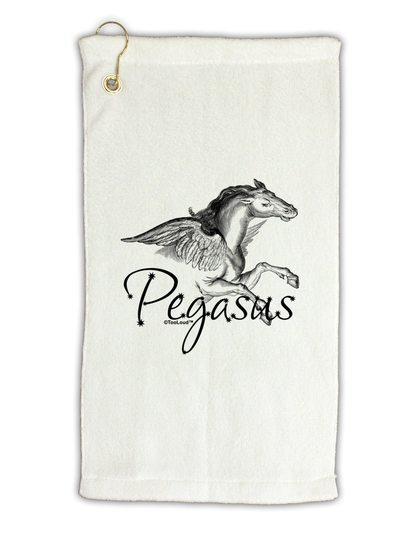 Pegasus Illustration Micro Terry Gromet Golf Towel 11"x19-Golf Towel-TooLoud-White-Davson Sales