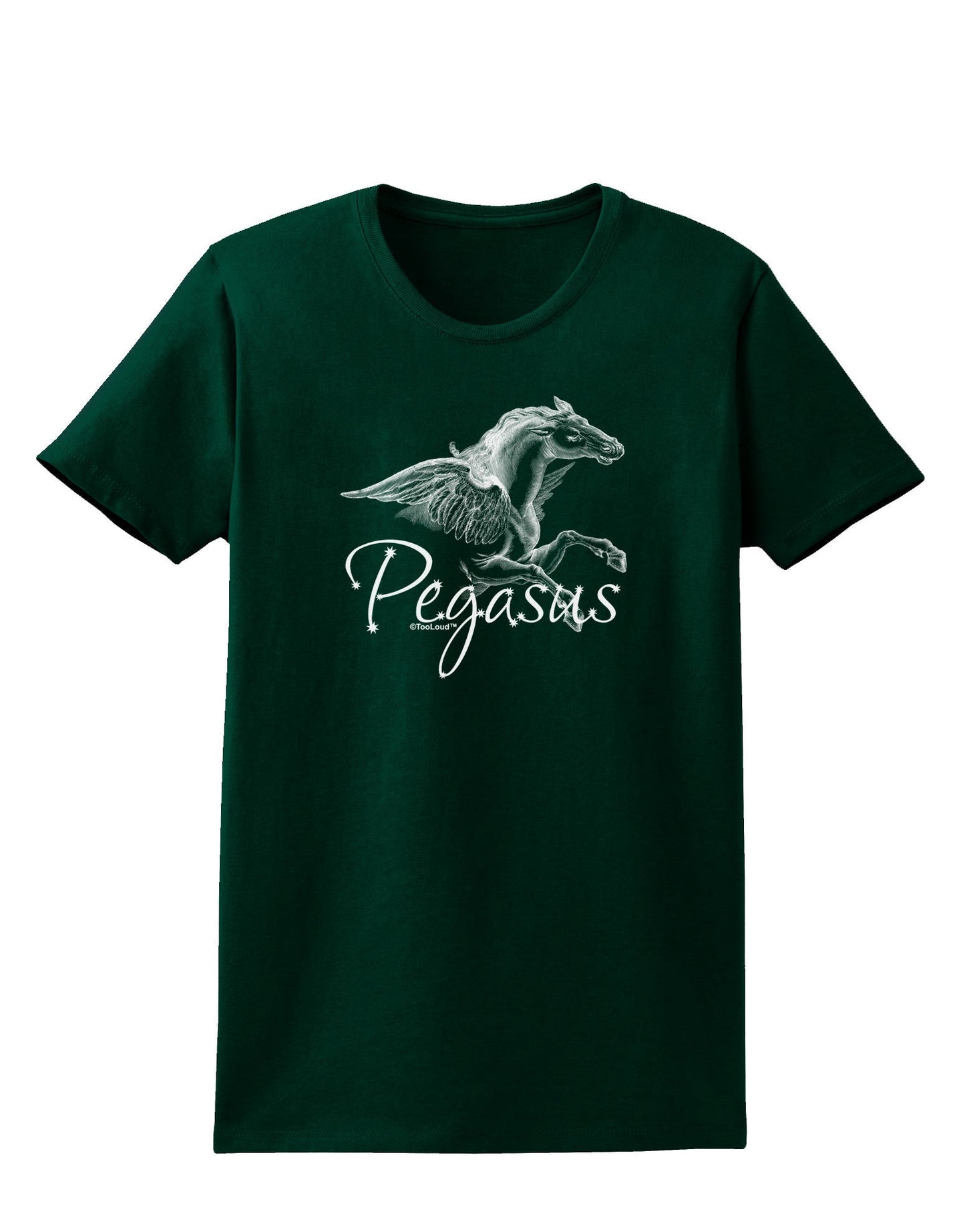 Pegasus Illustration Womens Dark T-Shirt-TooLoud-Forest-Green-Small-Davson Sales