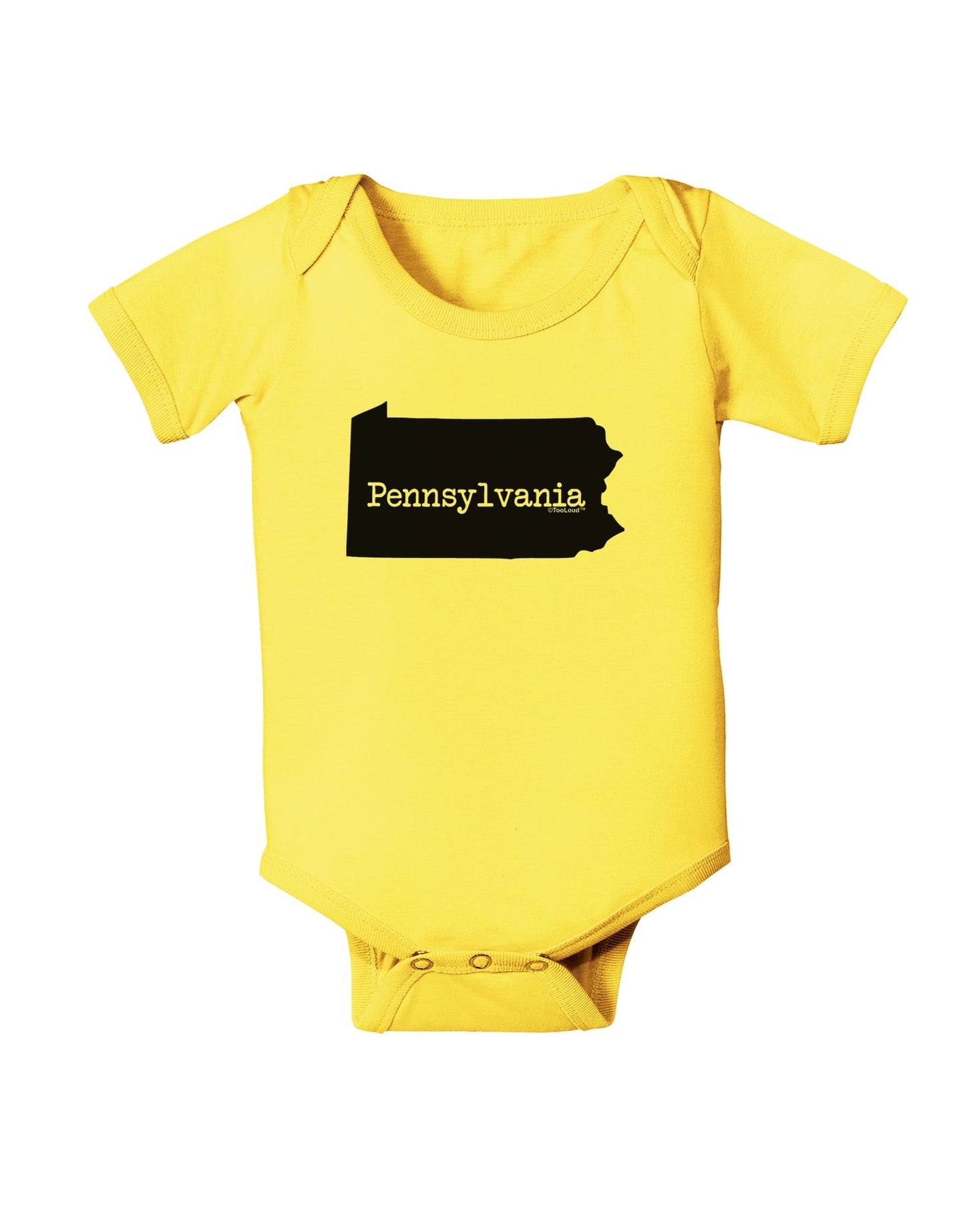 Pennsylvania - United States Shape Baby Romper Bodysuit by TooLoud-Baby Romper-TooLoud-Yellow-06-Months-Davson Sales