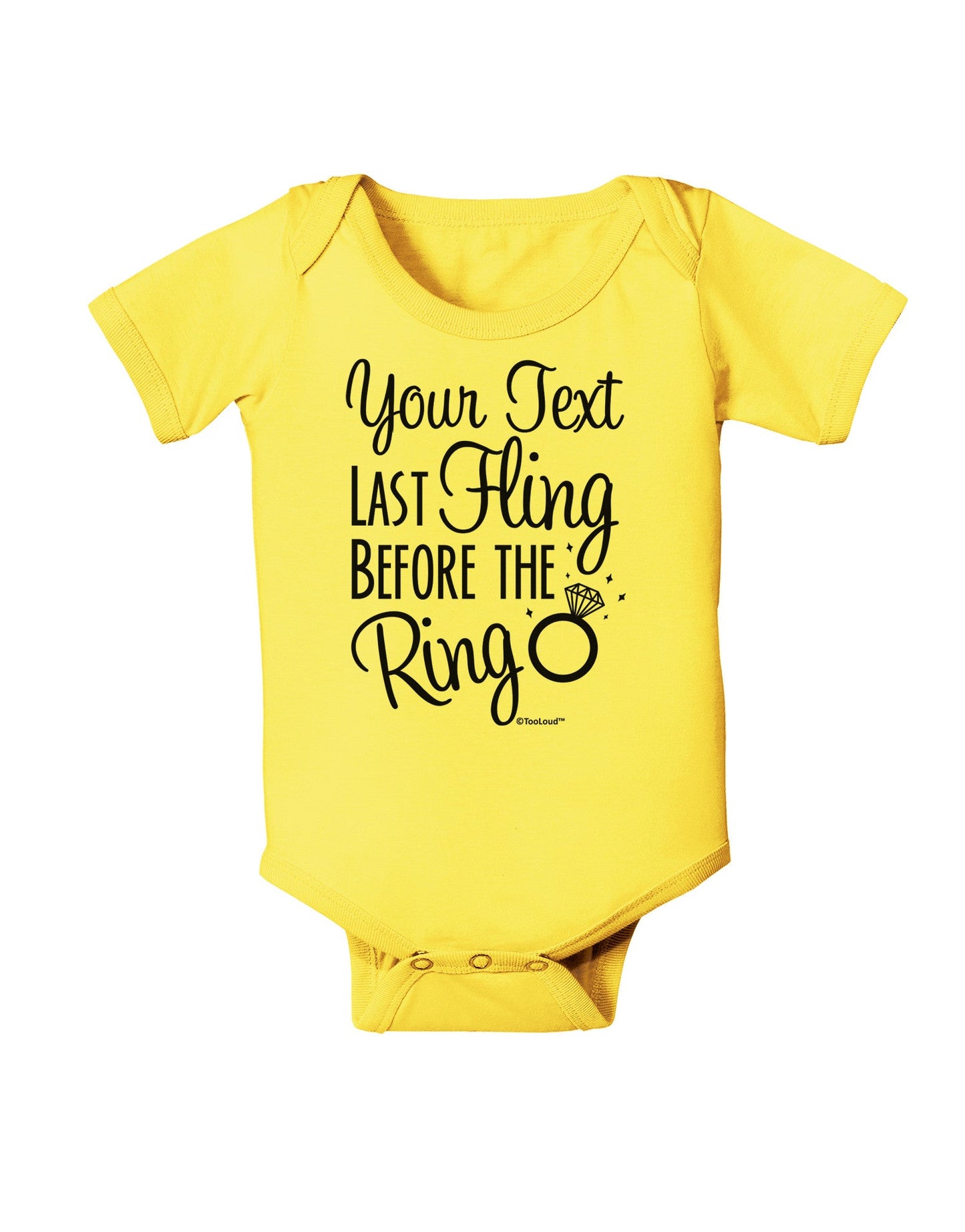 Personalized Bachelorette Party - Last Fling Before the Ring Baby Romper Bodysuit-Baby Romper-TooLoud-Yellow-06-Months-Davson Sales