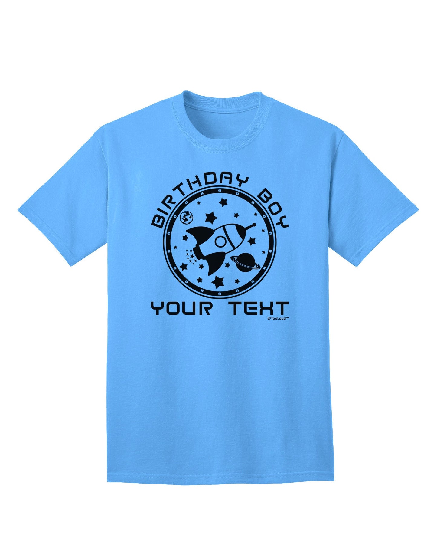 Personalized Birthday Boy Space with Customizable Name Adult T-Shirt-Mens T-Shirt-TooLoud-Aquatic-Blue-Small-Davson Sales