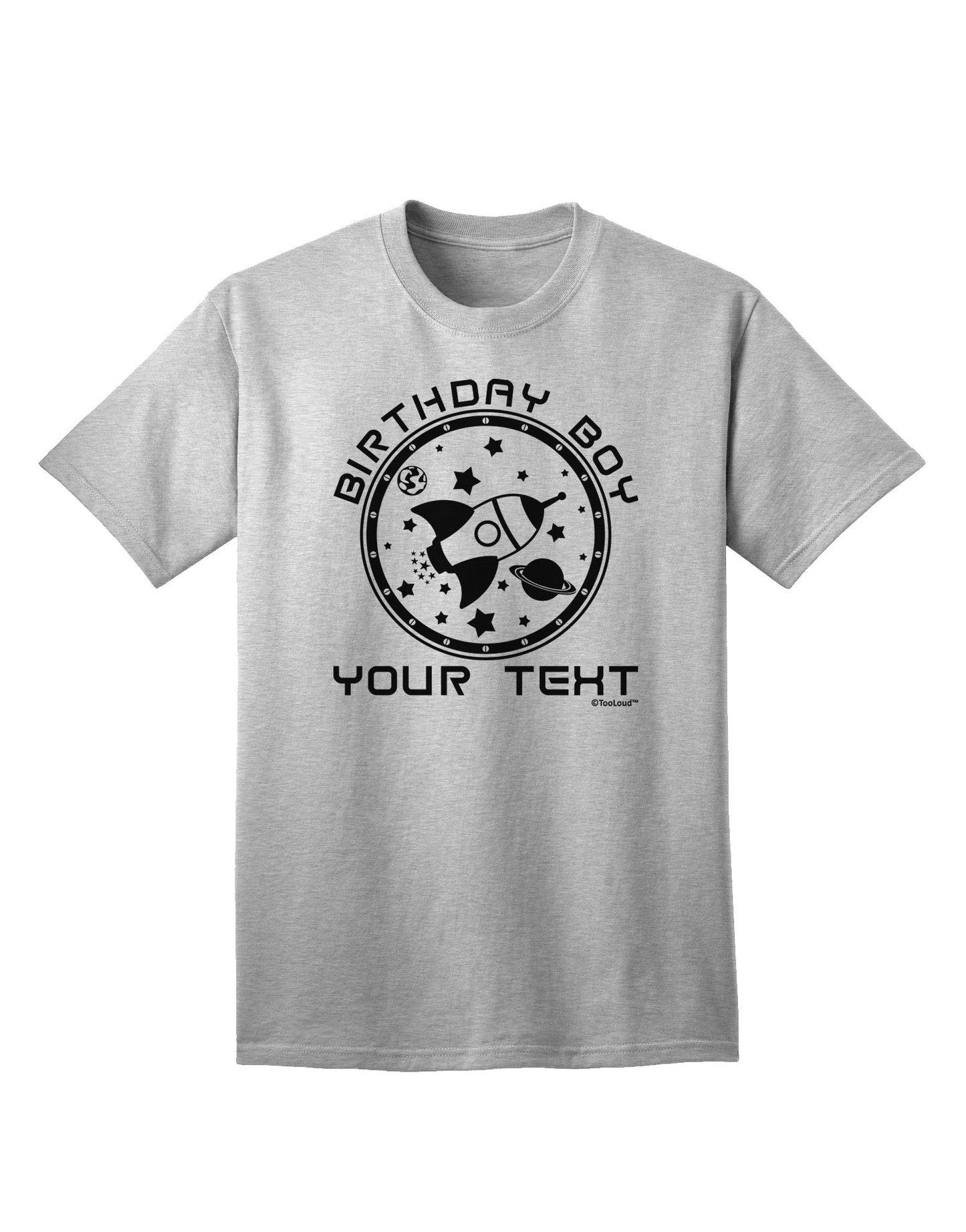 Personalized Birthday Boy Space with Customizable Name Adult T-Shirt-Mens T-Shirt-TooLoud-AshGray-Small-Davson Sales