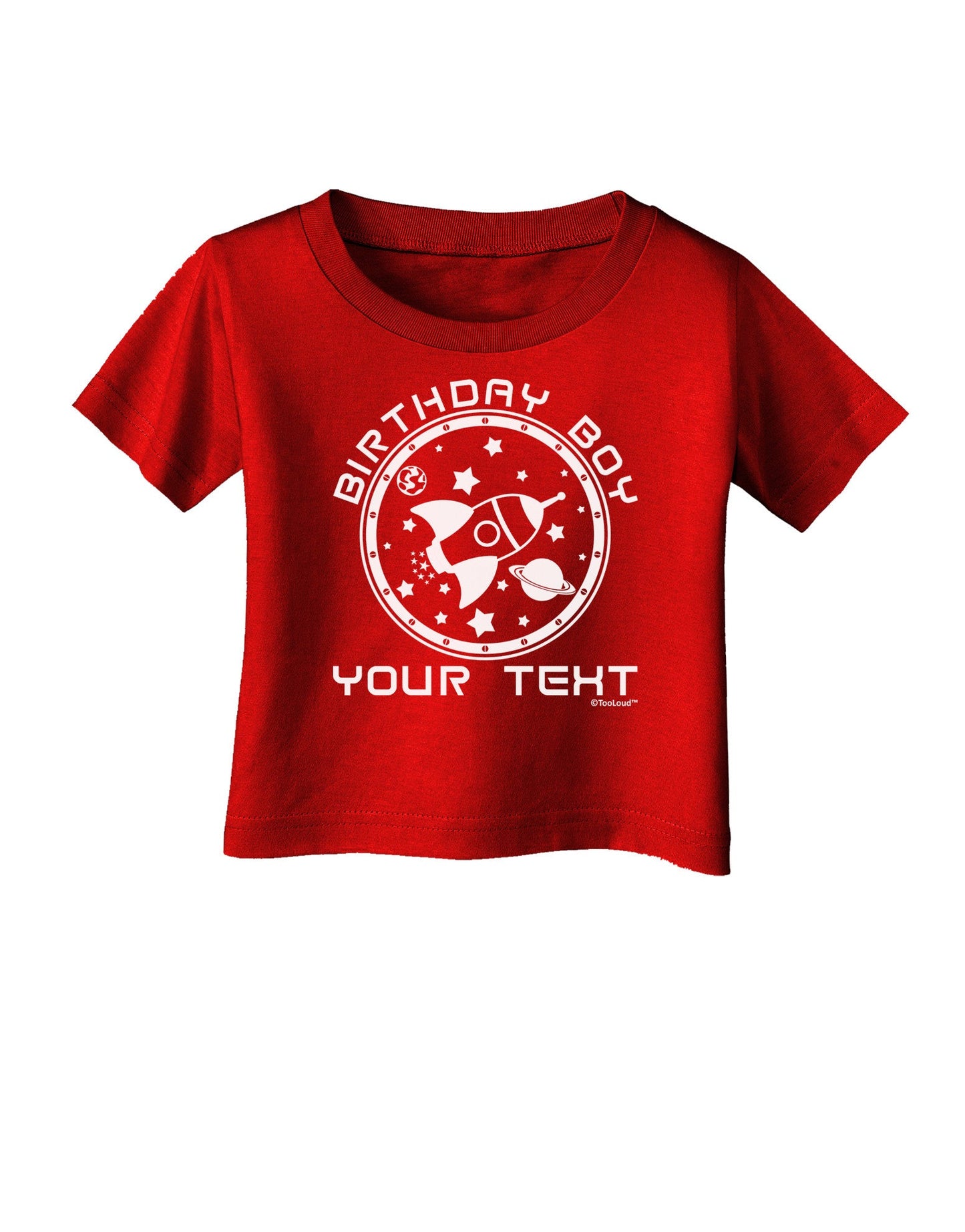 Personalized Birthday Boy Space with Customizable Name Infant T-Shirt Dark-Infant T-Shirt-TooLoud-Red-06-Months-Davson Sales
