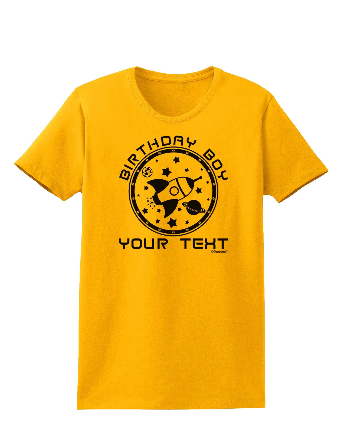 Personalized Birthday Boy Space with Customizable Name Womens T-Shirt-Womens T-Shirt-TooLoud-Gold-X-Small-Davson Sales