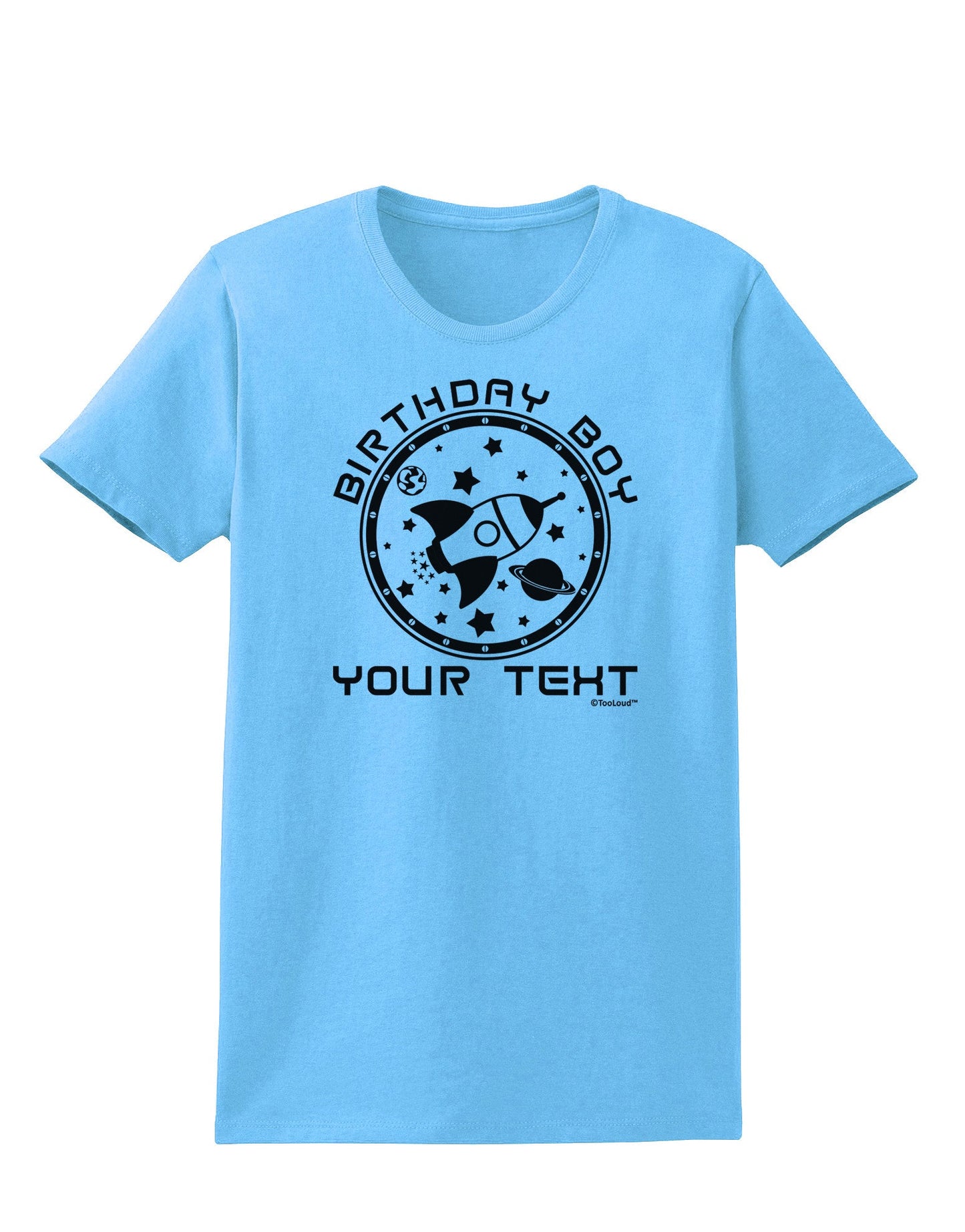 Personalized Birthday Boy Space with Customizable Name Womens T-Shirt-Womens T-Shirt-TooLoud-Aquatic-Blue-X-Small-Davson Sales