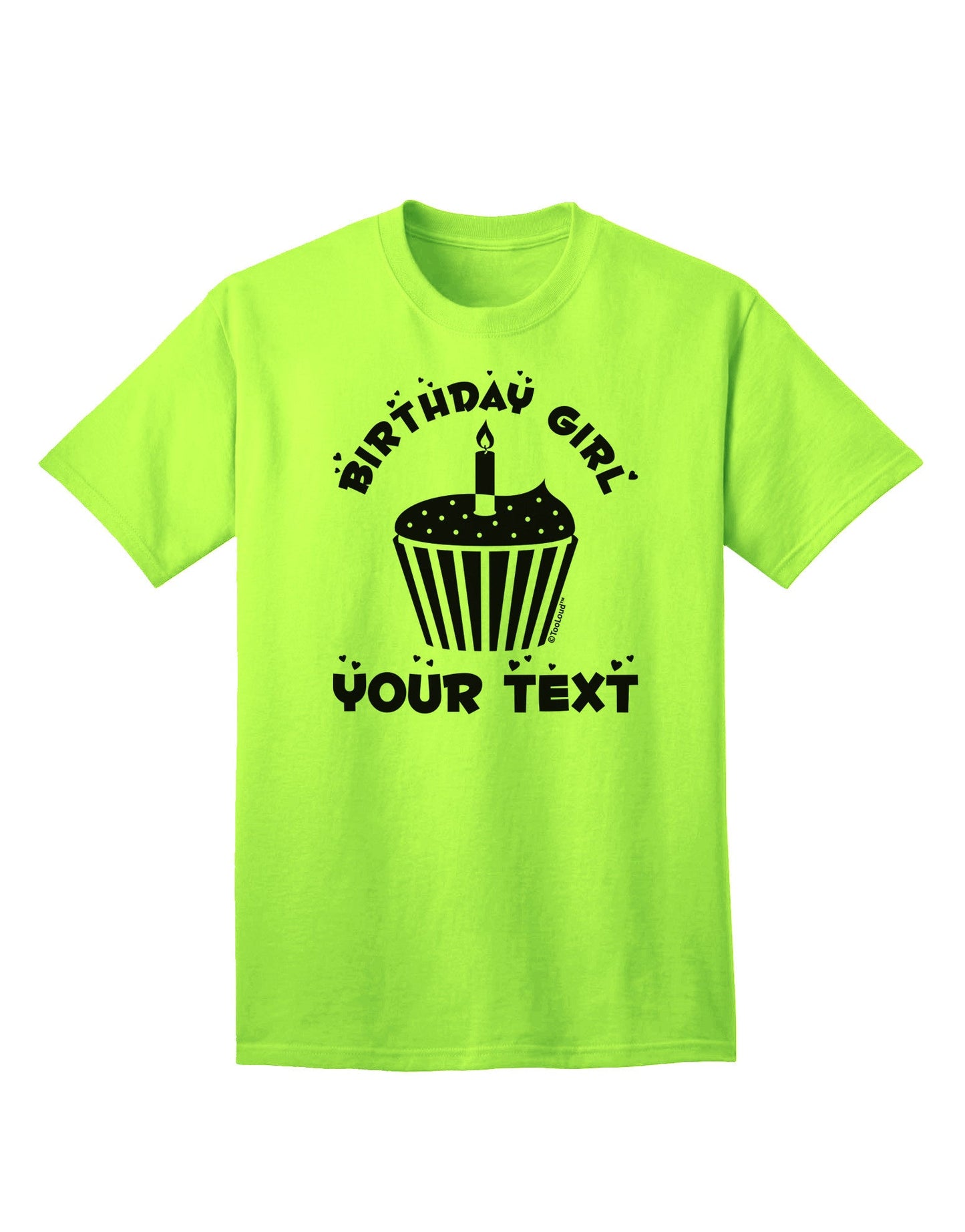 Personalized Birthday Girl Cupcake -Customizable- Name Adult T-Shirt-Mens T-Shirt-TooLoud-Neon-Green-Small-Davson Sales