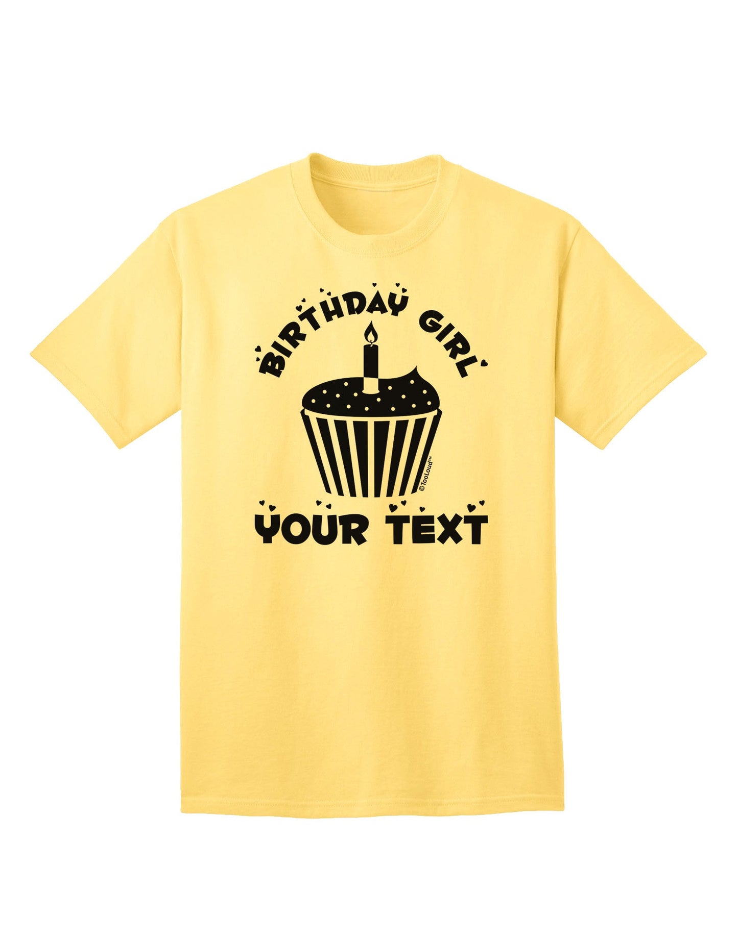 Personalized Birthday Girl Cupcake -Customizable- Name Adult T-Shirt-Mens T-Shirt-TooLoud-Yellow-Small-Davson Sales