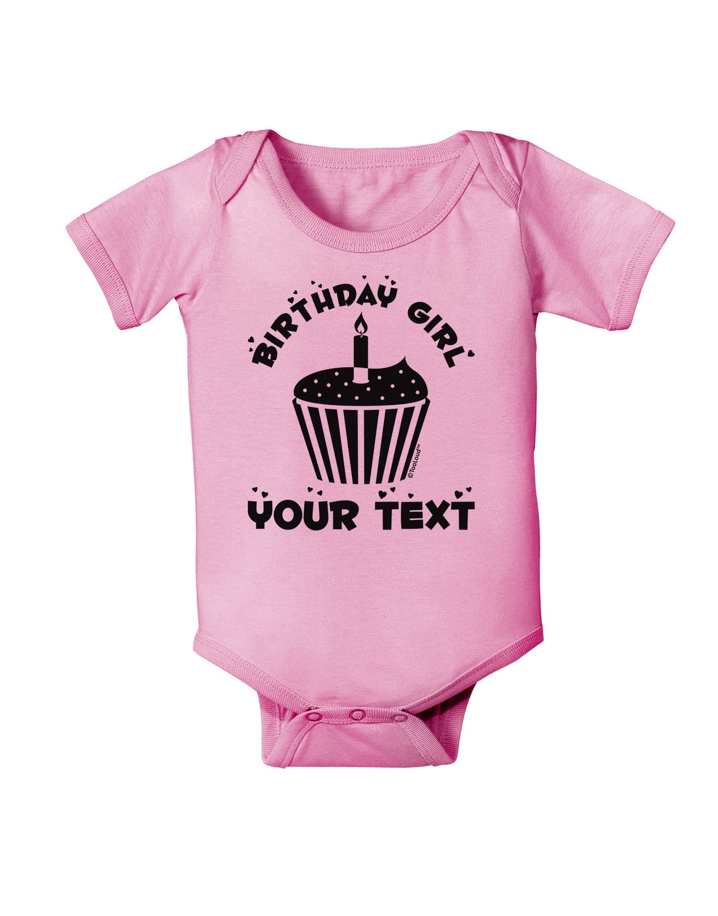Personalized Birthday Girl Cupcake -Customizable- Name Baby Romper Bodysuit-Baby Romper-TooLoud-Light-Pink-06-Months-Davson Sales