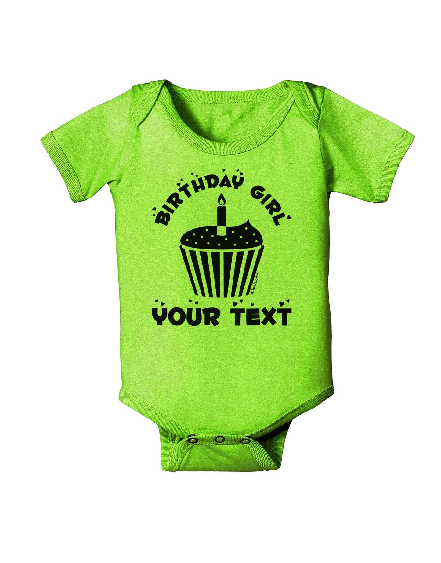 Personalized Birthday Girl Cupcake -Customizable- Name Baby Romper Bodysuit-Baby Romper-TooLoud-Lime-Green-06-Months-Davson Sales