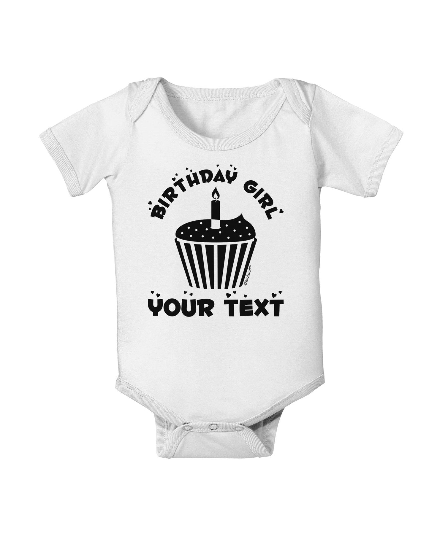 Personalized Birthday Girl Cupcake -Customizable- Name Baby Romper Bodysuit-Baby Romper-TooLoud-White-06-Months-Davson Sales