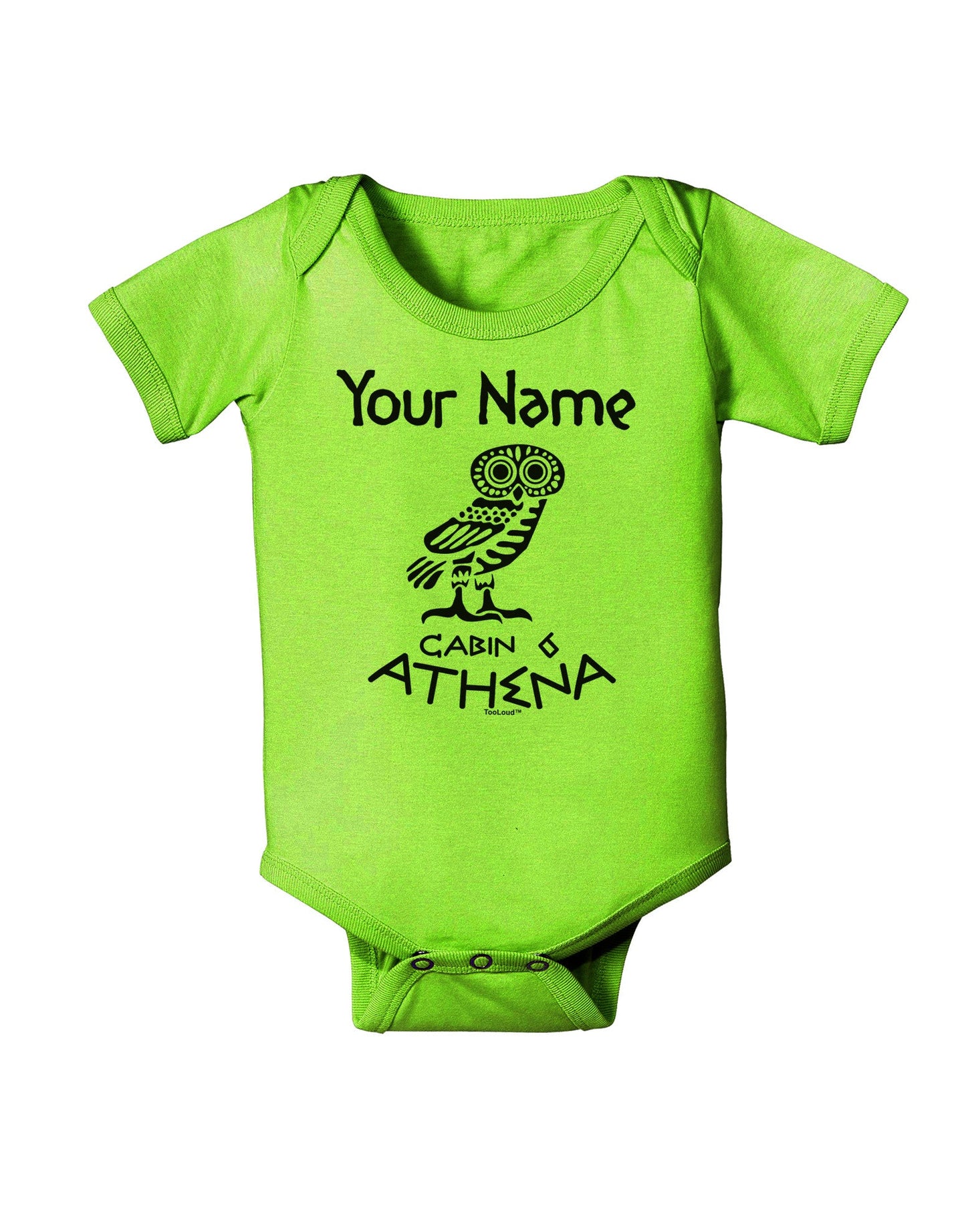 Personalized Cabin 6 Athena Baby Romper Bodysuit by-Baby Romper-TooLoud-Lime-Green-06-Months-Davson Sales