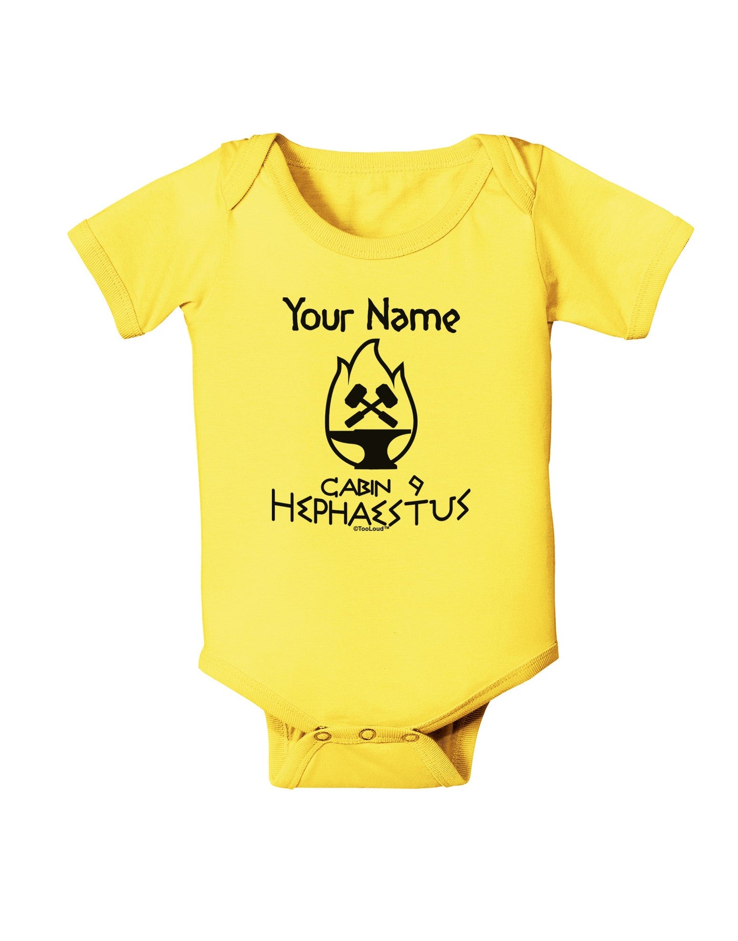 Personalized Cabin 9 Hephaestus Baby Romper Bodysuit-Baby Romper-TooLoud-Yellow-06-Months-Davson Sales