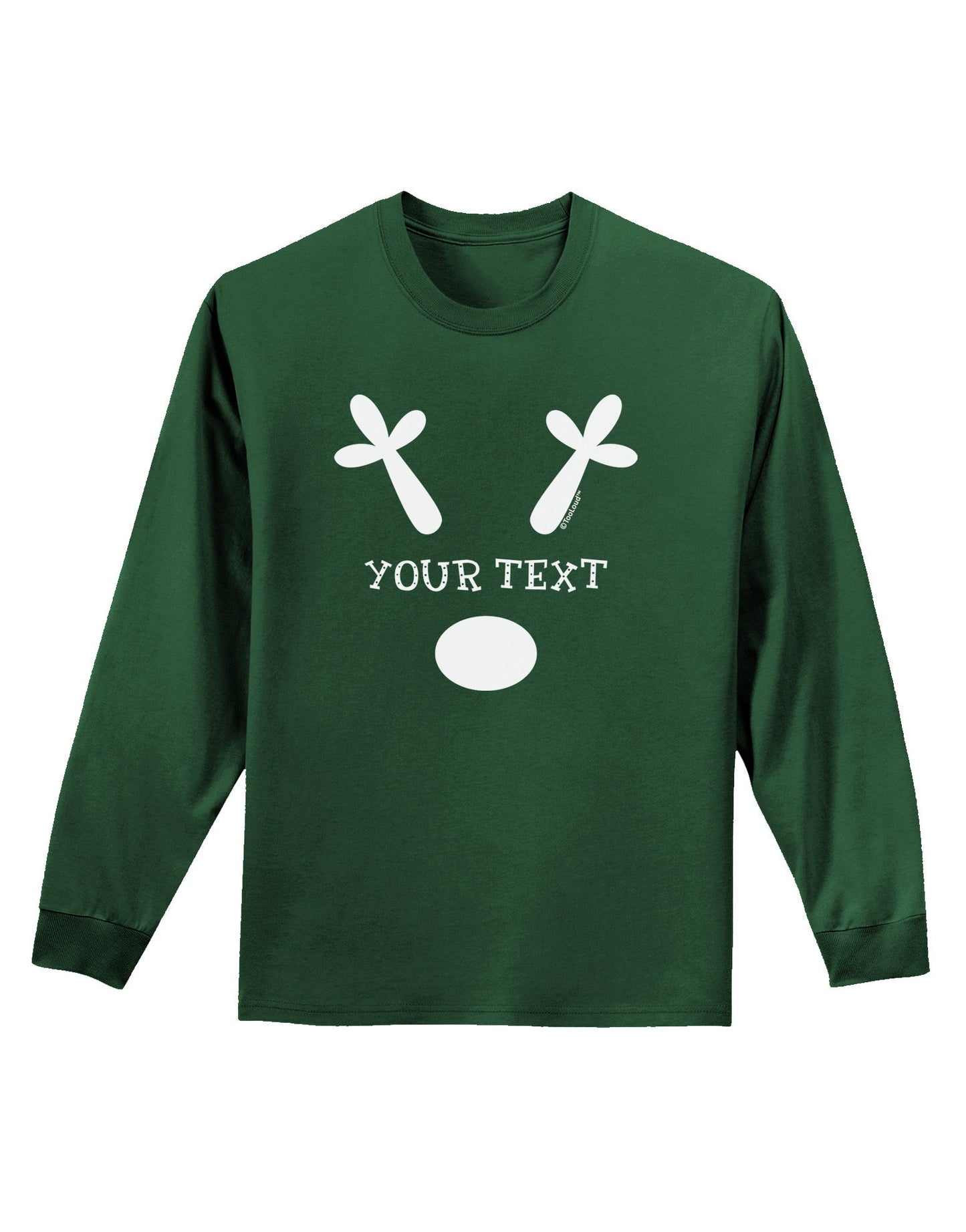 Personalized Matching Reindeer Family Design - Your Text Adult Long Sleeve Dark T-Shirt-TooLoud-Dark-Green-Small-Davson Sales