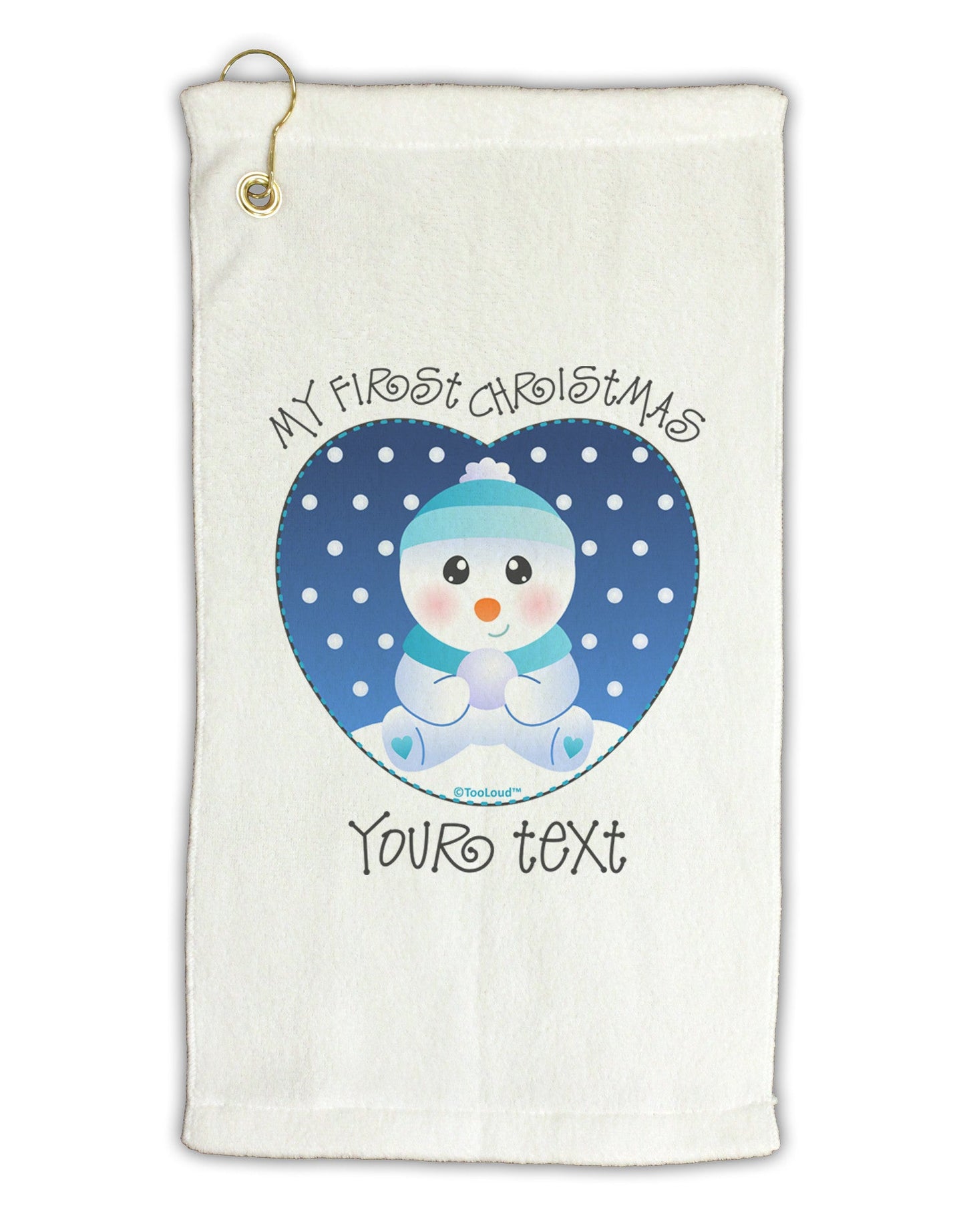 Personalized My First Christmas Snowbaby Blue Micro Terry Gromet Golf Towel 16 x 25 inch-Golf Towel-TooLoud-White-Davson Sales