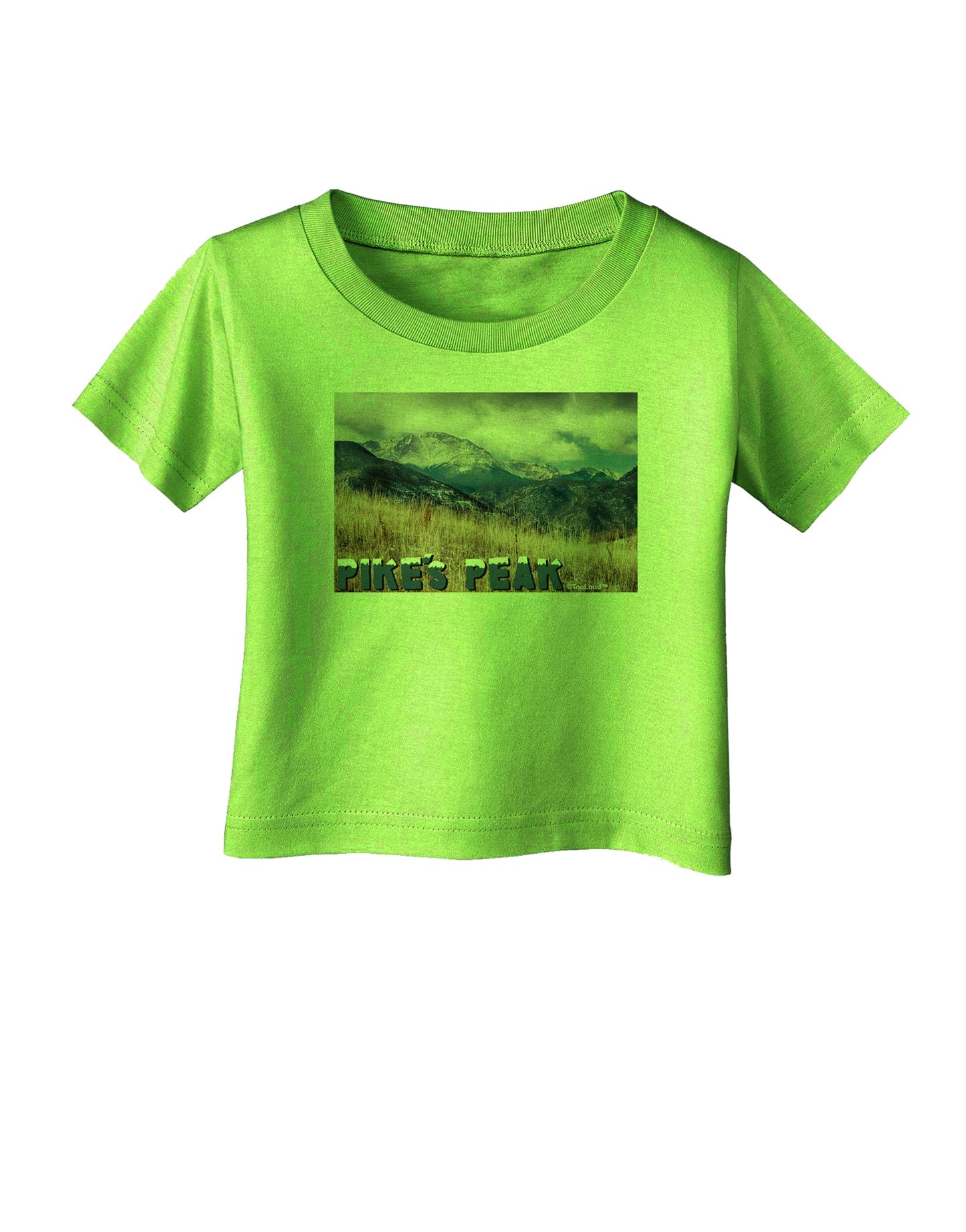 Pikes Peak CO Mountains Text Infant T-Shirt by TooLoud-Infant T-Shirt-TooLoud-Lime-Green-06-Months-Davson Sales