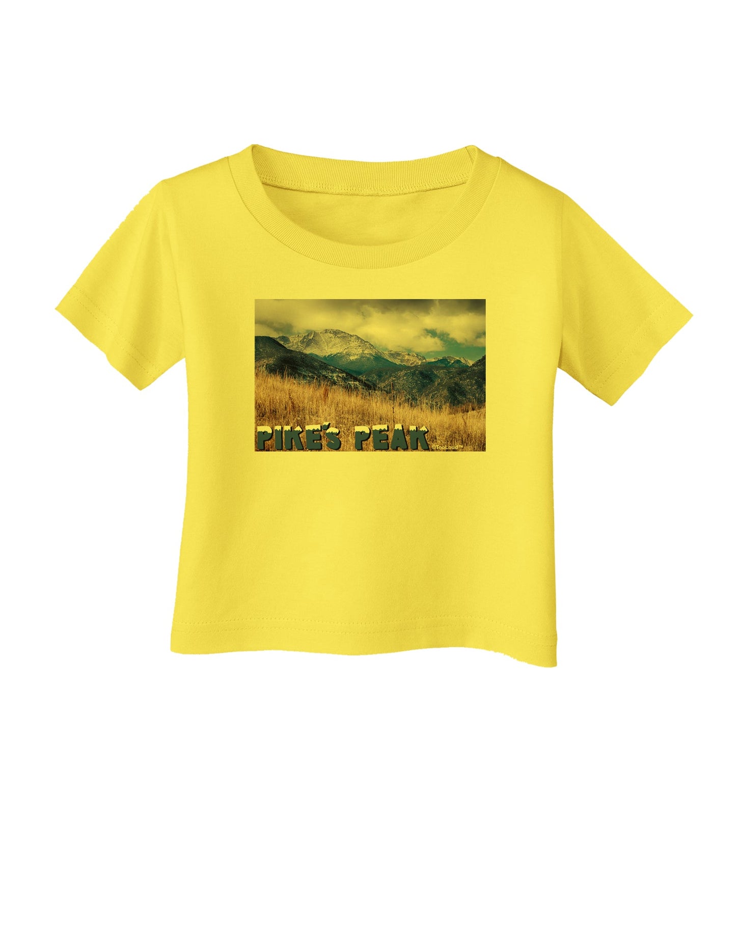 Pikes Peak CO Mountains Text Infant T-Shirt by TooLoud-Infant T-Shirt-TooLoud-Yellow-06-Months-Davson Sales