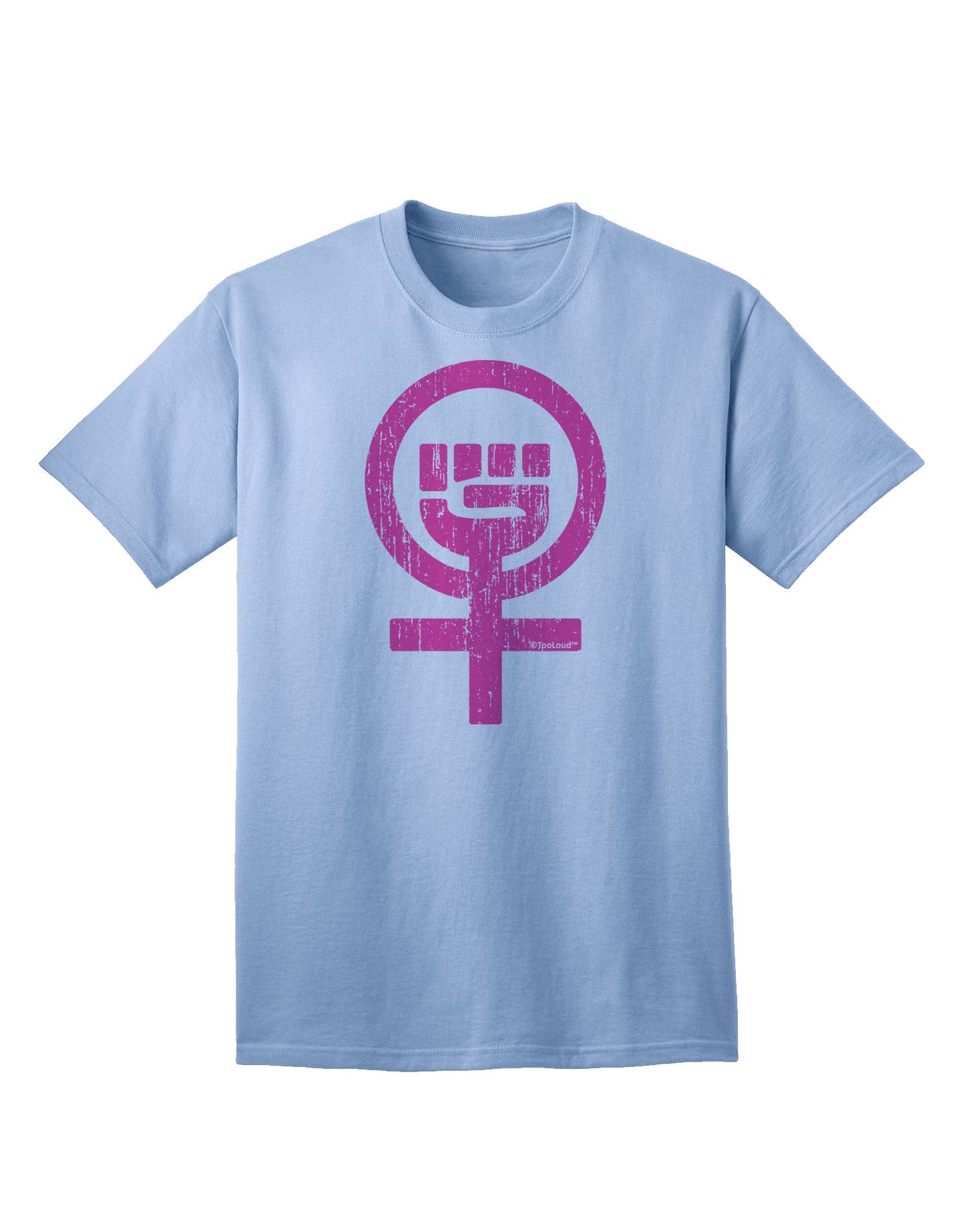 Pink Distressed Feminism Symbol Adult T-Shirt-Mens T-Shirt-TooLoud-Light-Blue-Small-Davson Sales
