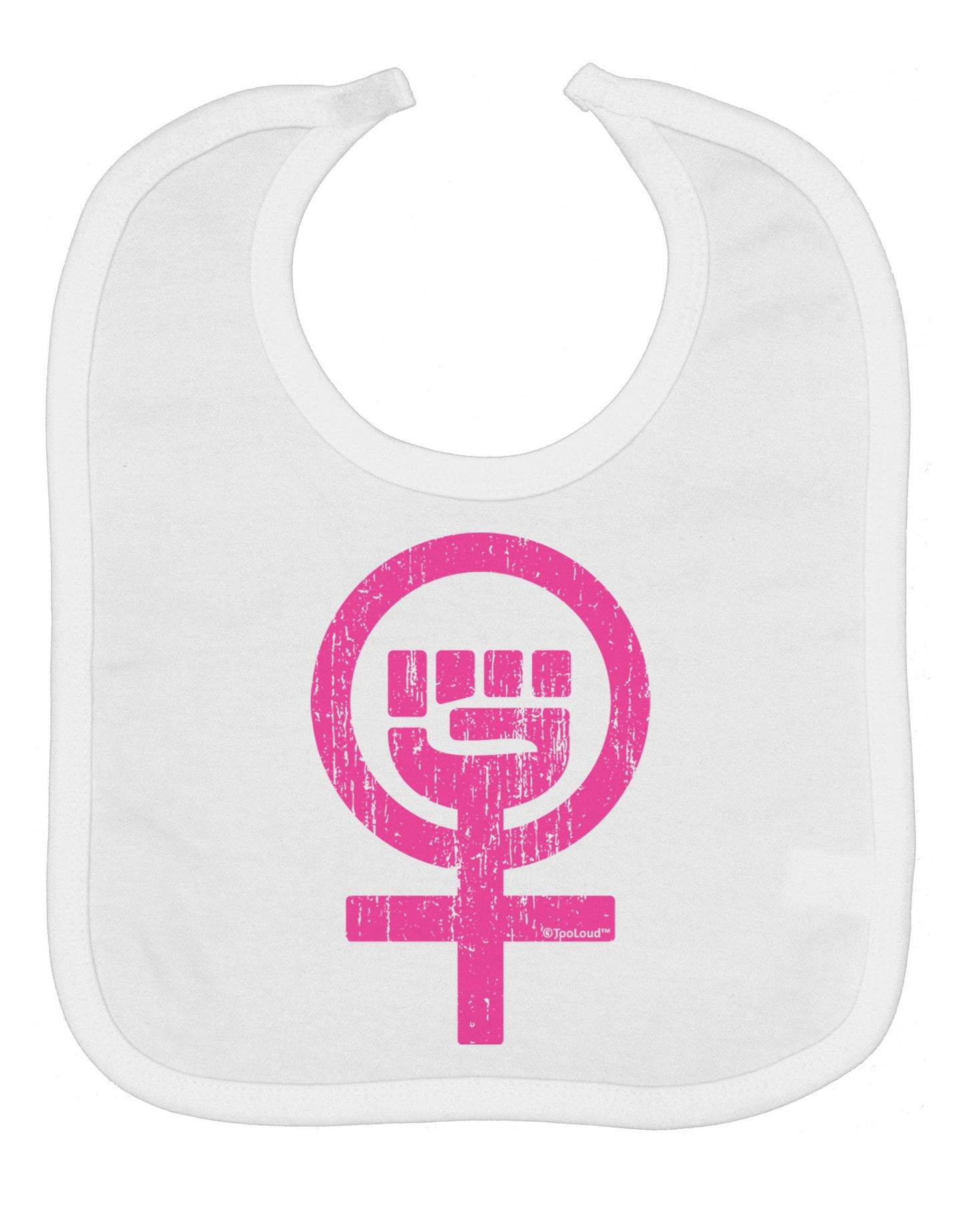 Pink Distressed Feminism Symbol Baby Bib