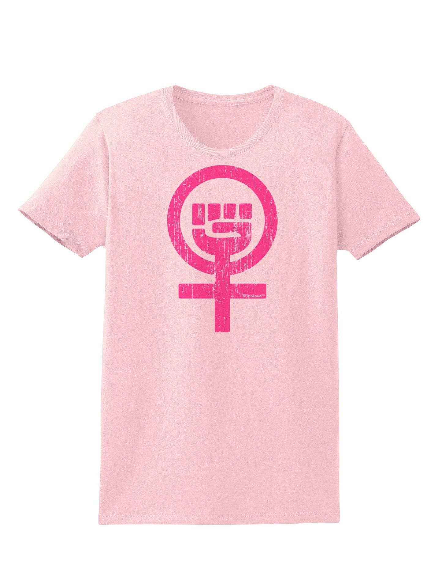 Pink Distressed Feminism Symbol Womens T-Shirt-Womens T-Shirt-TooLoud-PalePink-X-Small-Davson Sales