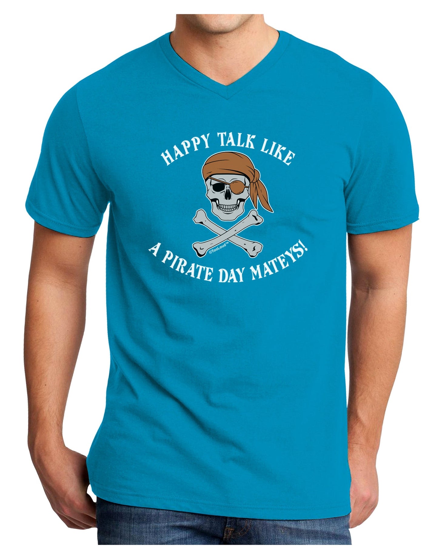Pirate Day Mateys Adult Dark V-Neck T-Shirt-Mens V-Neck T-Shirt-TooLoud-Turquoise-Small-Davson Sales