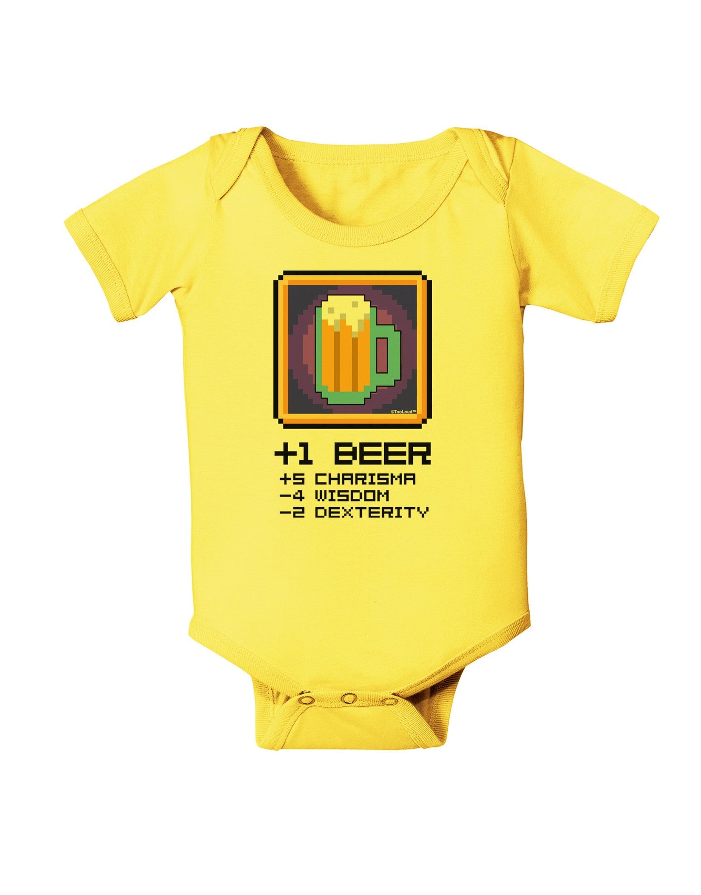 Pixel Beer Item Baby Romper Bodysuit-Baby Romper-TooLoud-Yellow-06-Months-Davson Sales