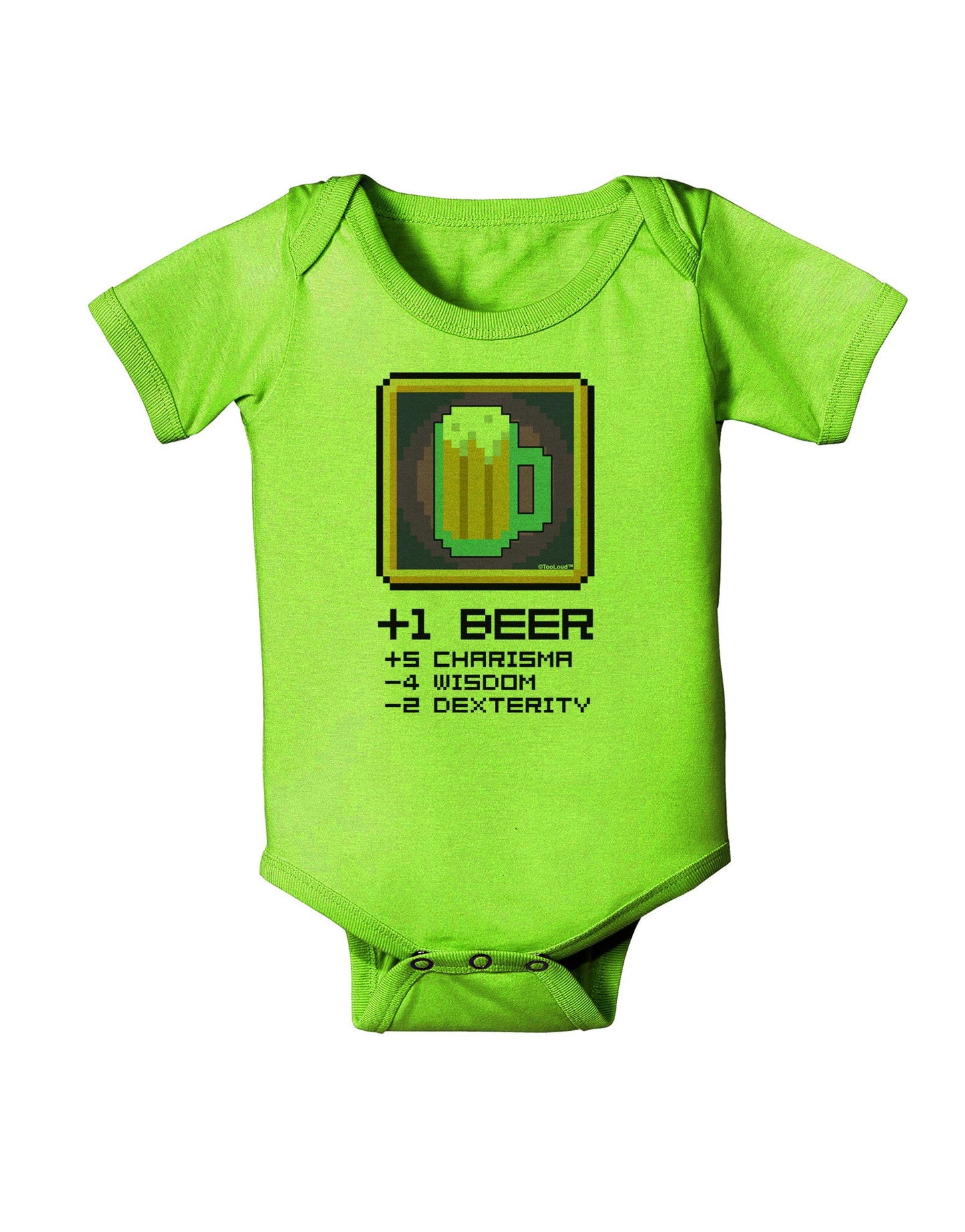 Pixel Beer Item Baby Romper Bodysuit-Baby Romper-TooLoud-Lime-06-Months-Davson Sales