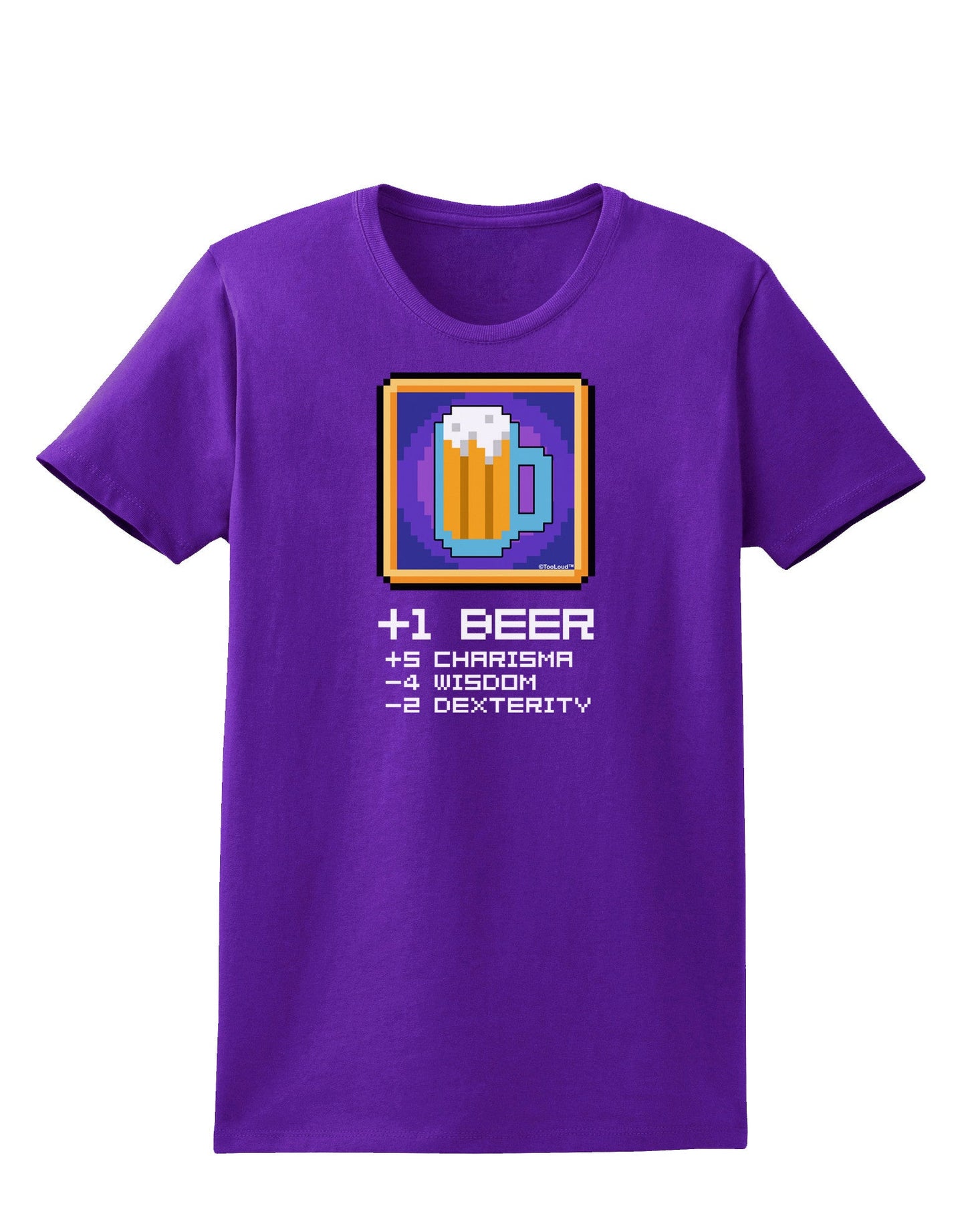 Pixel Beer Item Womens Dark T-Shirt-TooLoud-Purple-X-Small-Davson Sales