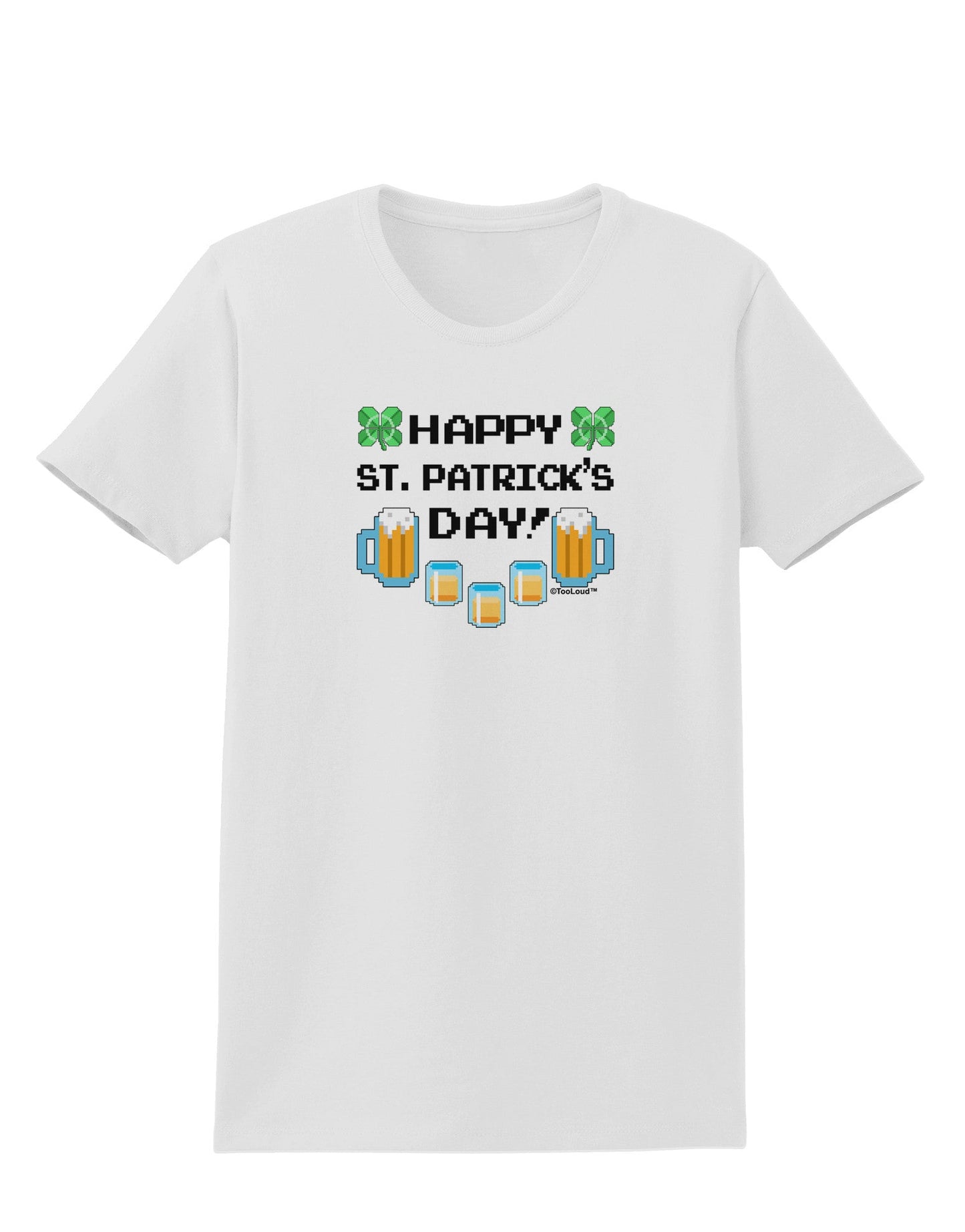 Pixel Happy St Patricks Day Womens T-Shirt-Womens T-Shirt-TooLoud-White-X-Small-Davson Sales