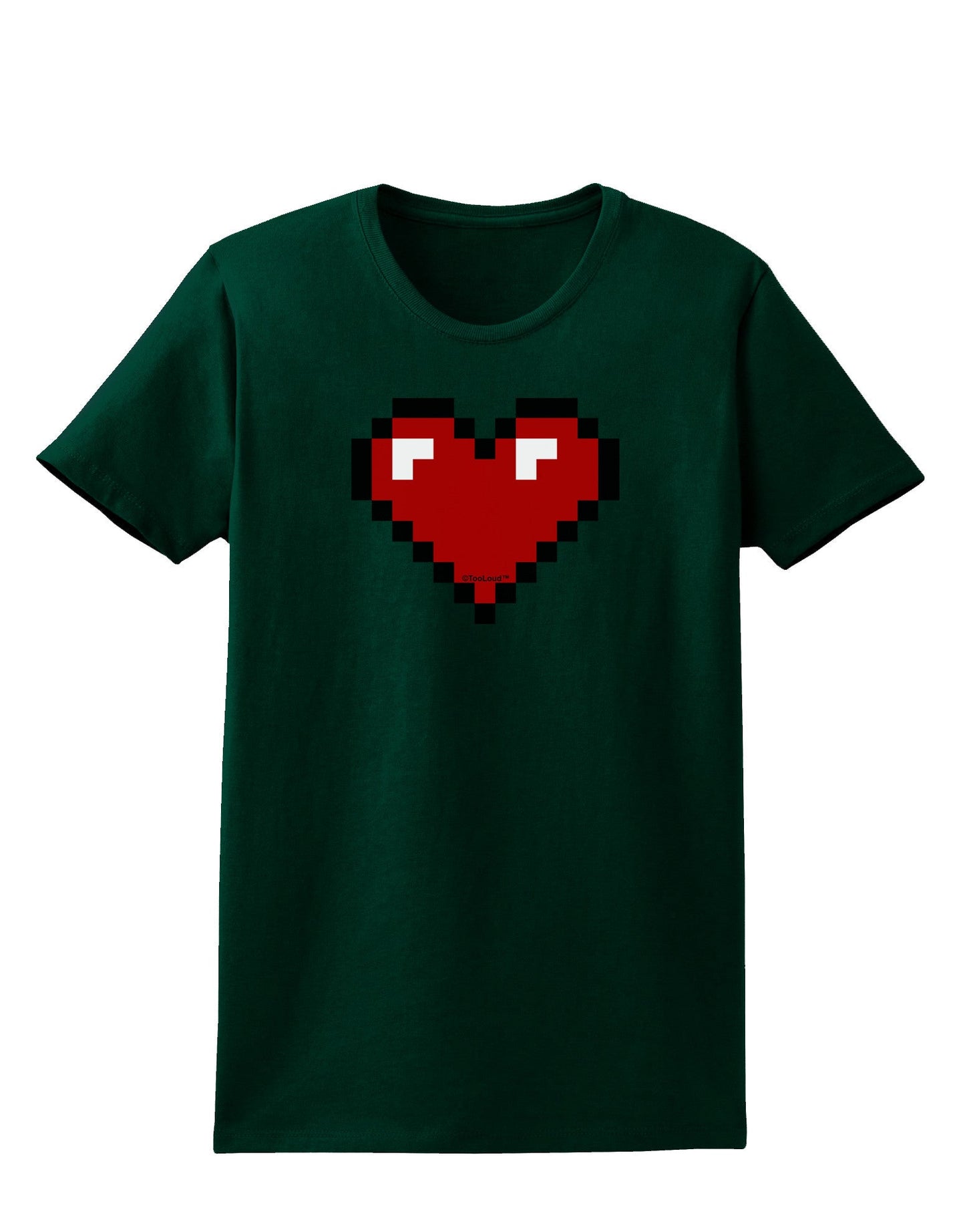 Pixel Heart Design 1 - Valentine's Day Womens Dark T-Shirt-Womens T-Shirt-TooLoud-Forest-Green-Small-Davson Sales