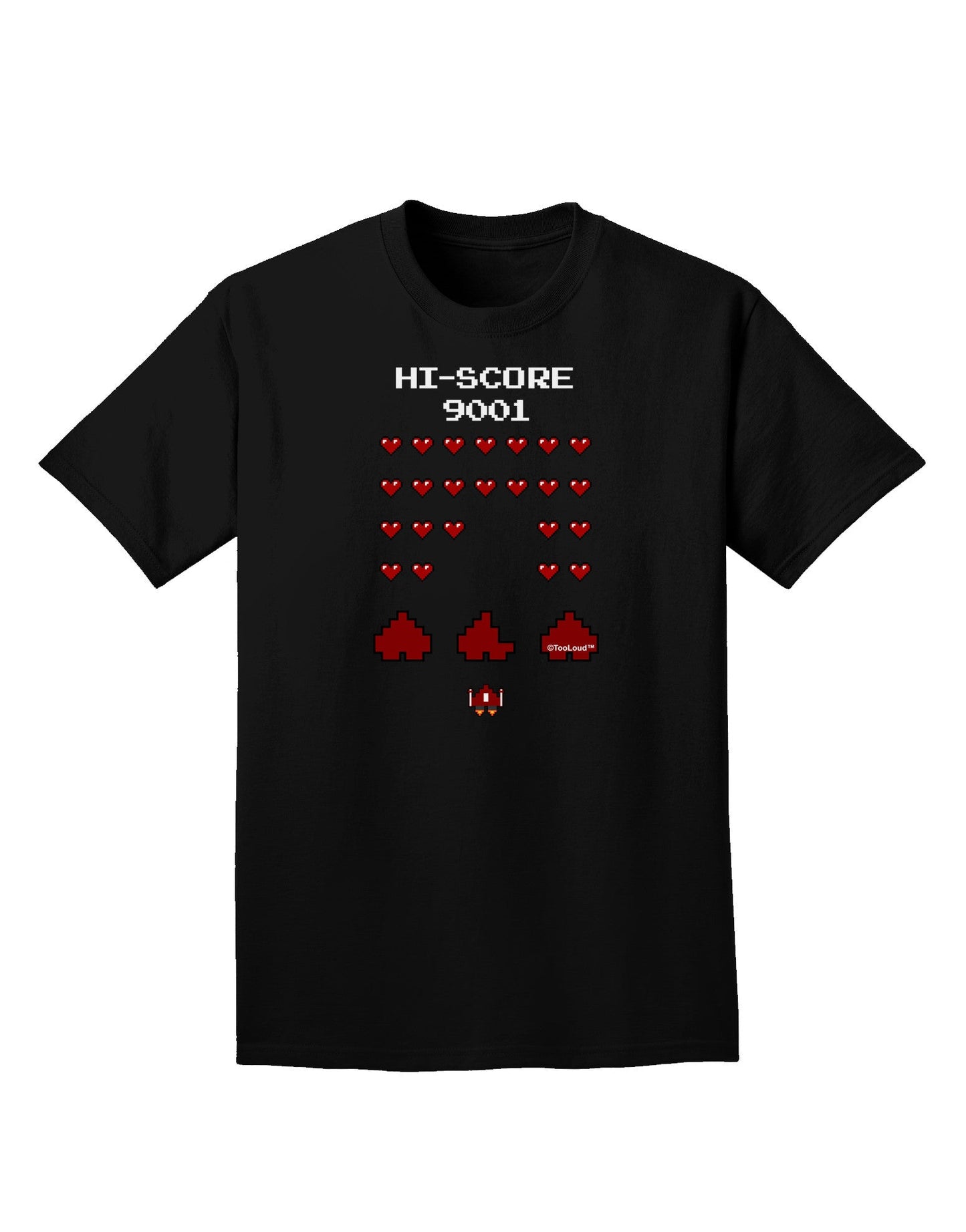 Pixel Heart Invaders Design Adult Dark T-Shirt-Mens T-Shirt-TooLoud-Black-Small-Davson Sales