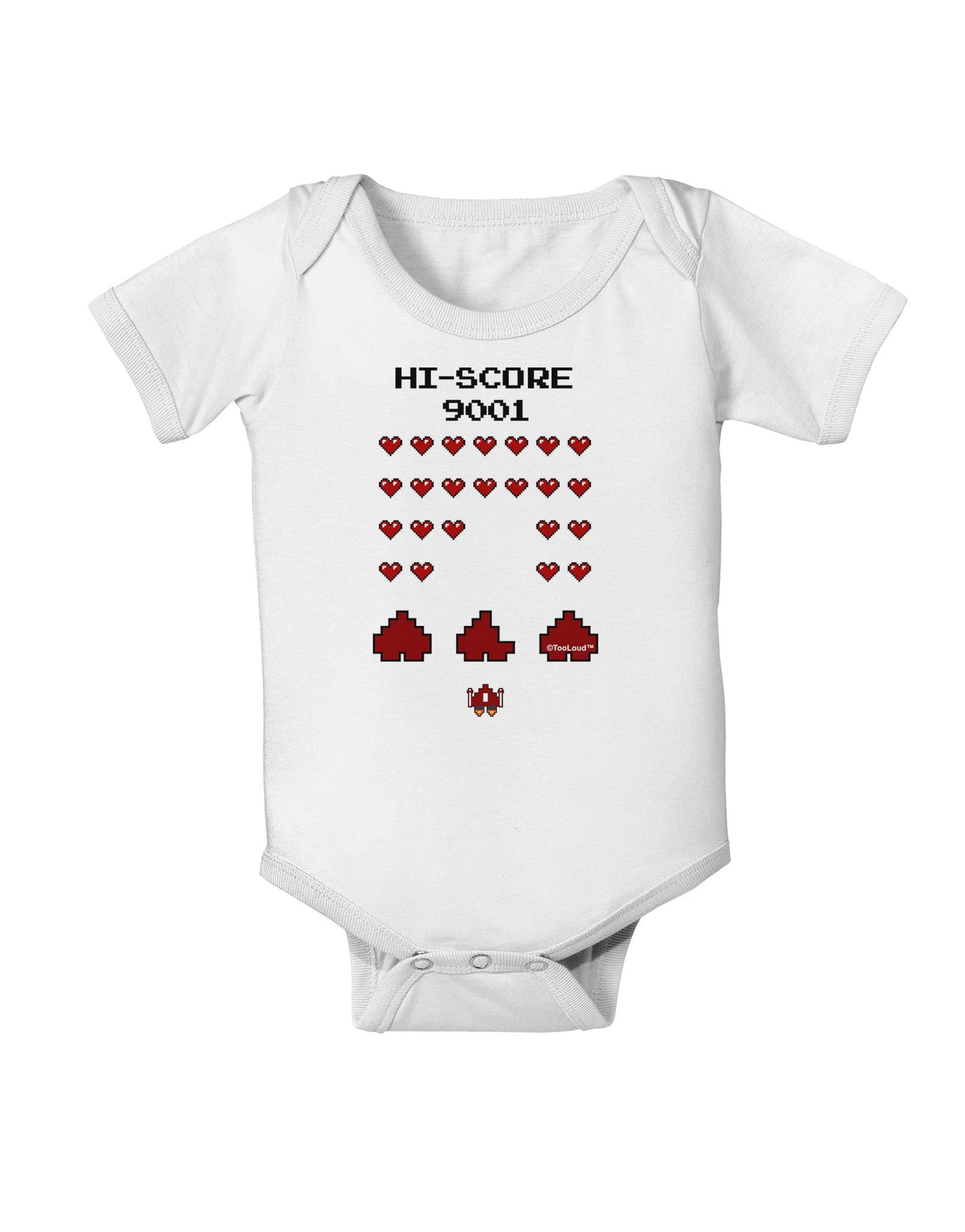Pixel Heart Invaders Design Baby Romper Bodysuit-Baby Romper-TooLoud-White-06-Months-Davson Sales