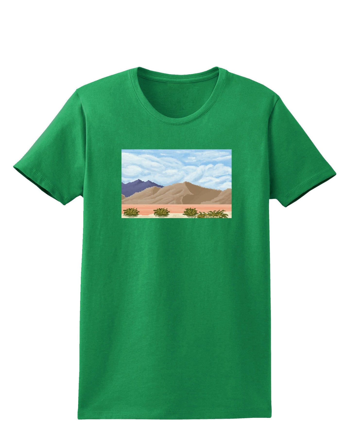 Pixel Landscape - Desert Womens Dark T-Shirt-TooLoud-Kelly-Green-X-Small-Davson Sales