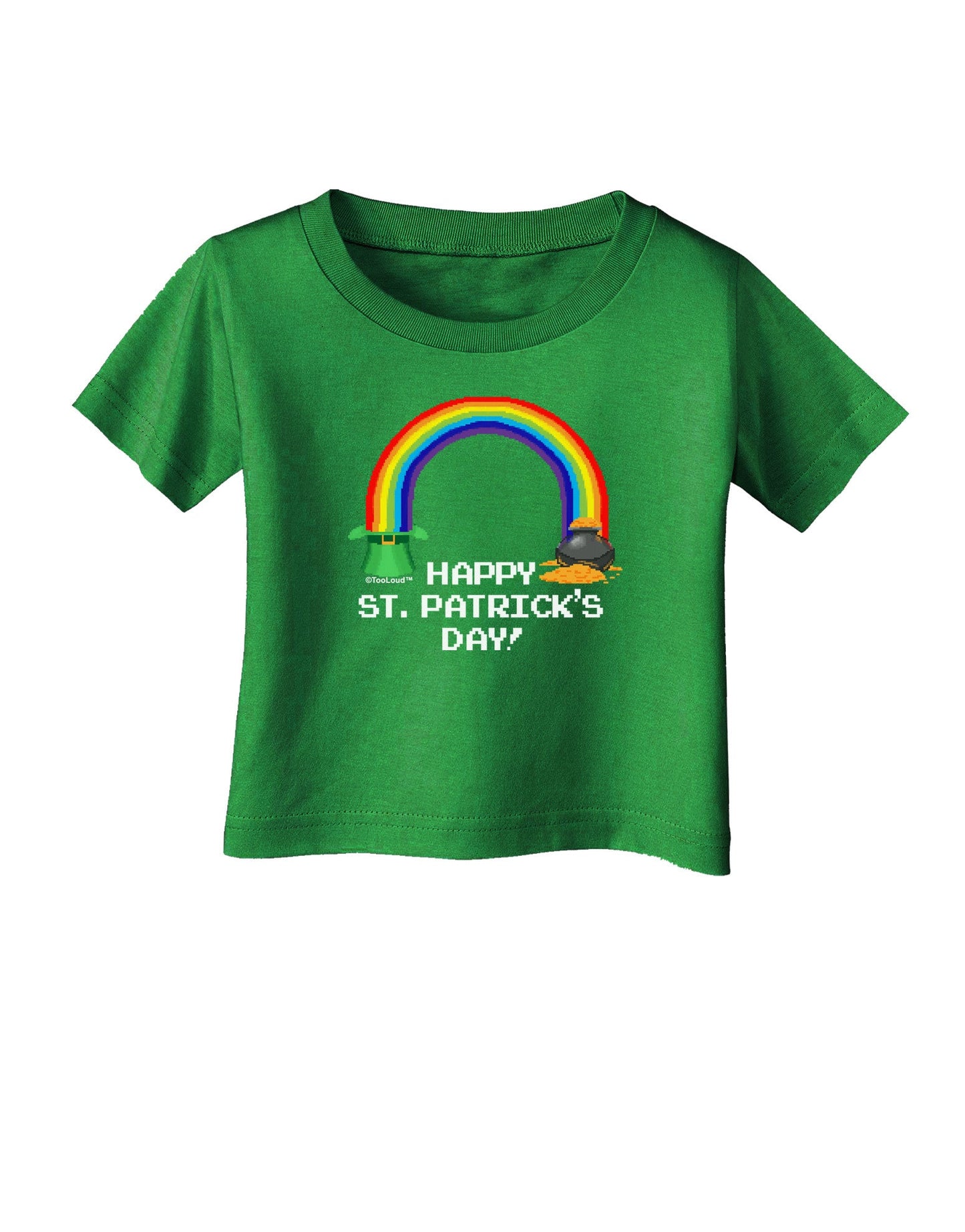 Pixel Pot of Gold St Patrick Text Infant T-Shirt Dark-Infant T-Shirt-TooLoud-Clover-Green-06-Months-Davson Sales