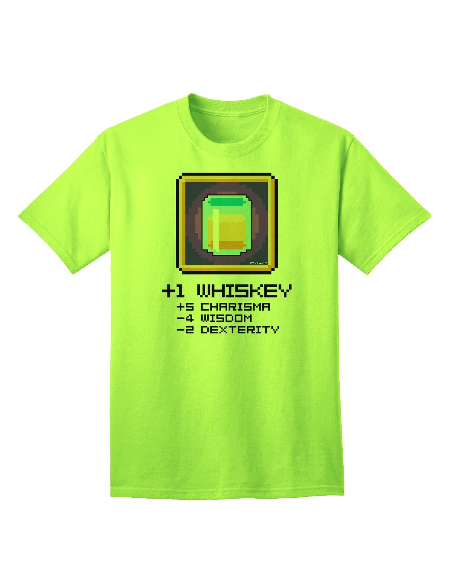 Pixel Whiskey Item Adult T-Shirt-unisex t-shirt-TooLoud-Neon-Green-Small-Davson Sales