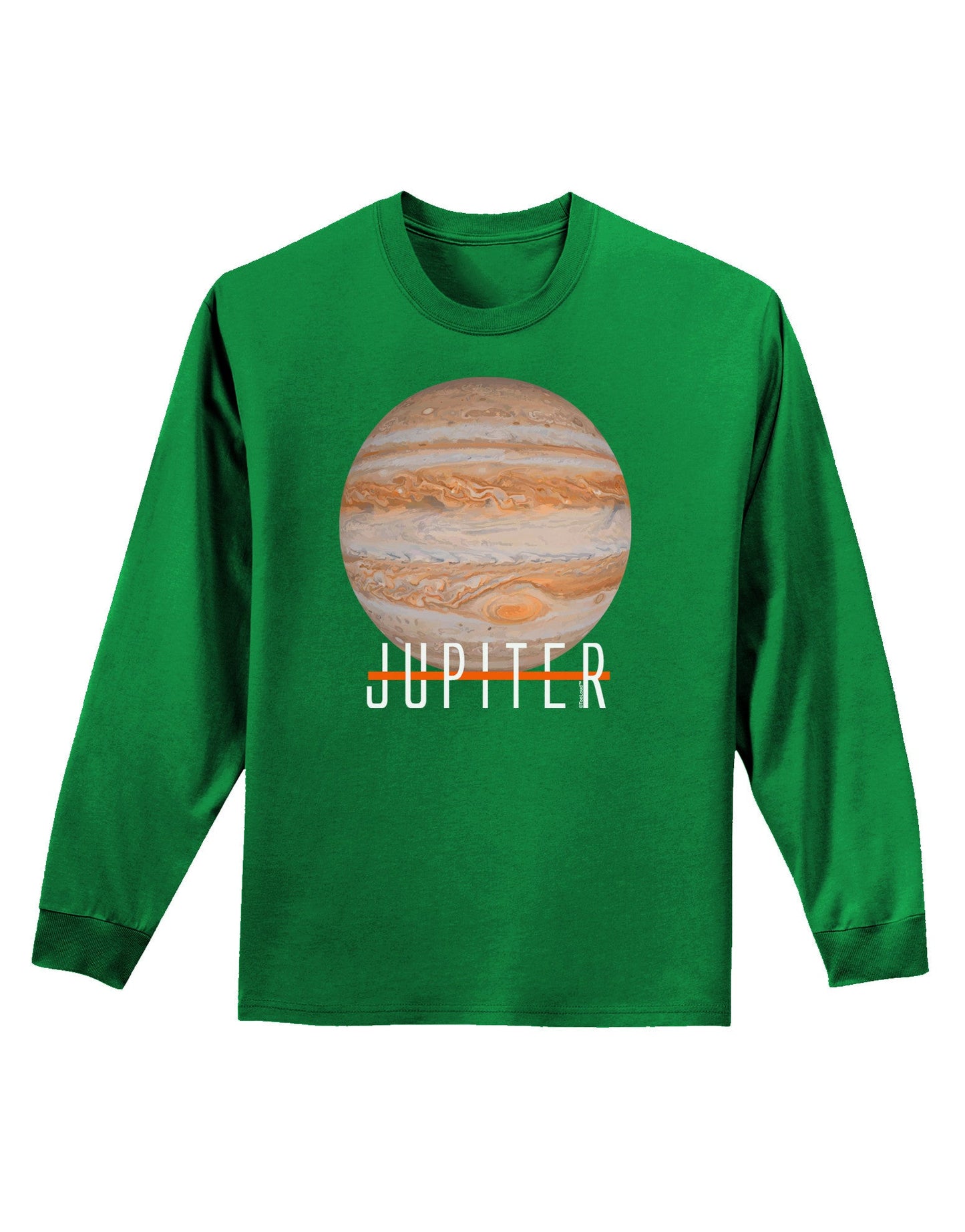 Planet Jupiter Earth Text Adult Long Sleeve Dark T-Shirt-TooLoud-Kelly-Green-Small-Davson Sales