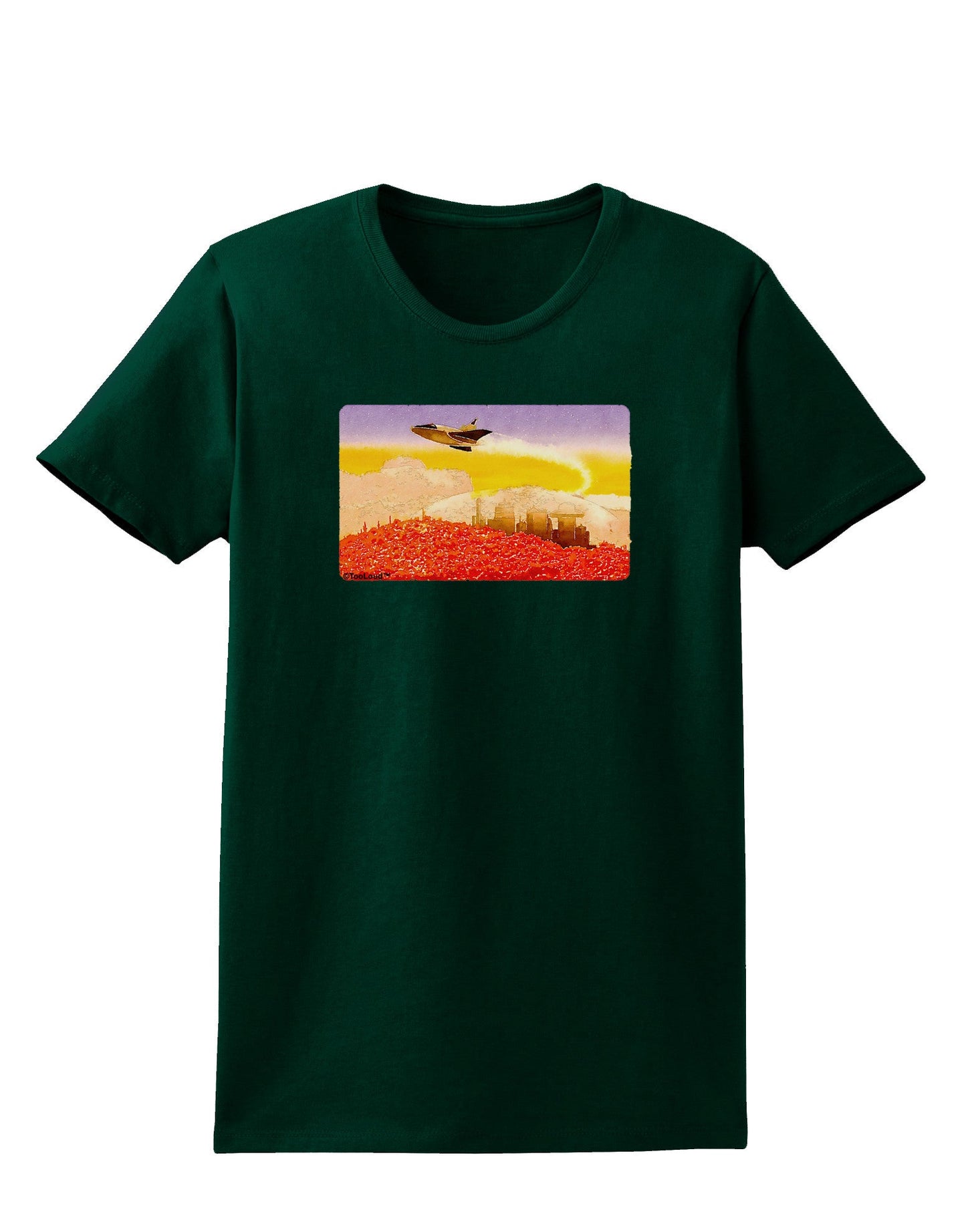 Planet Mars Watercolor Womens Dark T-Shirt-TooLoud-Forest-Green-Small-Davson Sales